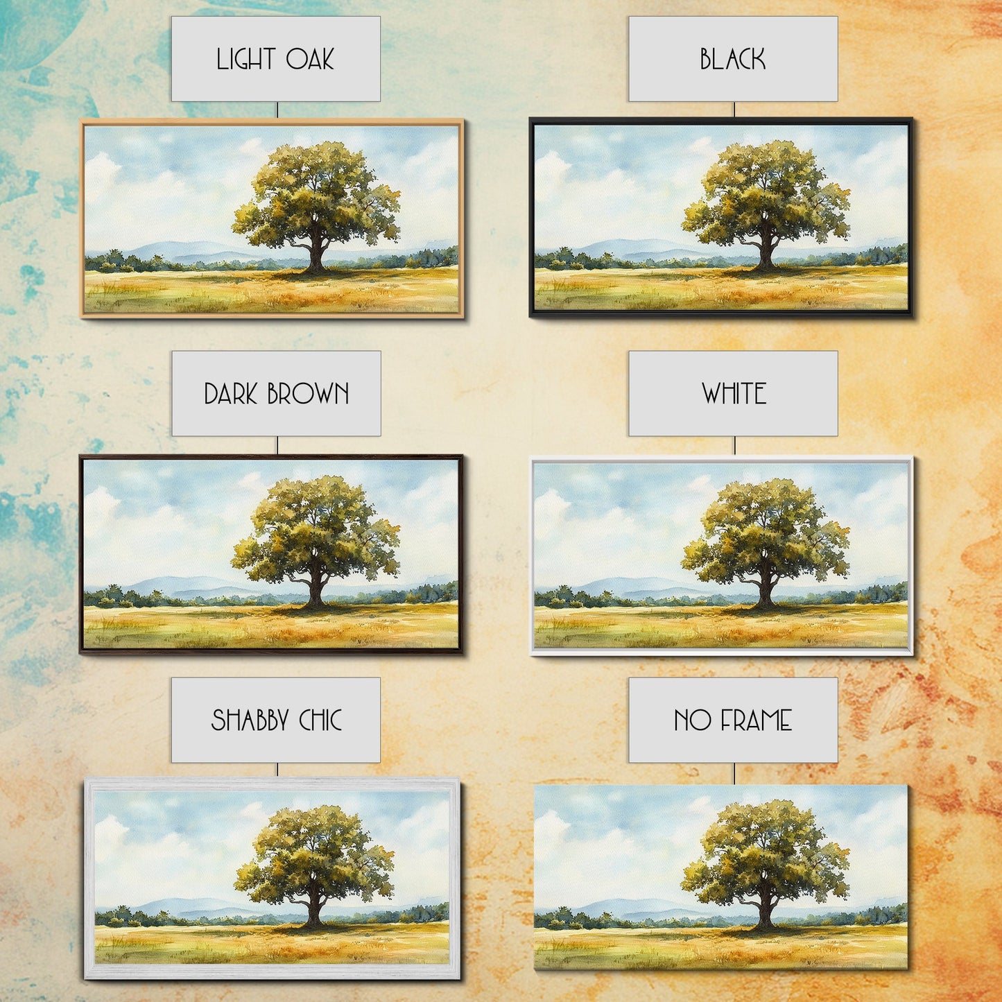 Oak Tree Art Landscape Painting Framed Canvas Print Rustic Decor Living Room Art Original Artwork Above Couch Wall Art Nature Scene