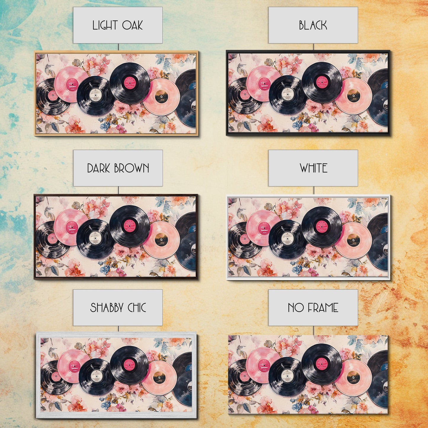 Vinyl Record Nostalgia Canvas Print Featuring Music Wall Art Retro Wall Art Pink Wall Art Moody Art Rustic Art Guest Room Living Decor