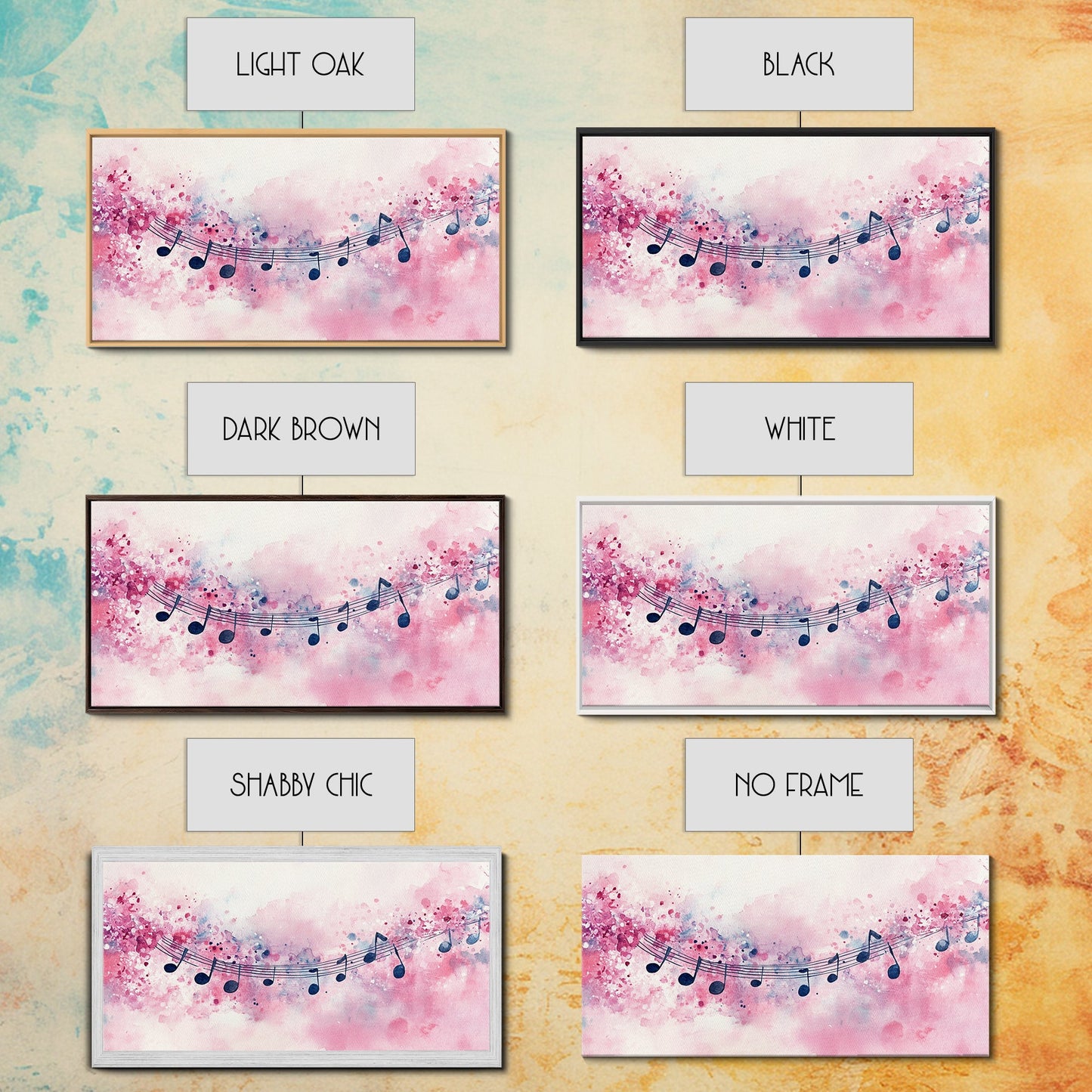 Music Notes Canvas Print Pink Abstract Art Musical Gift Idea Therapy Room Decor Boho Minimalist Wall Art Living Room Accent