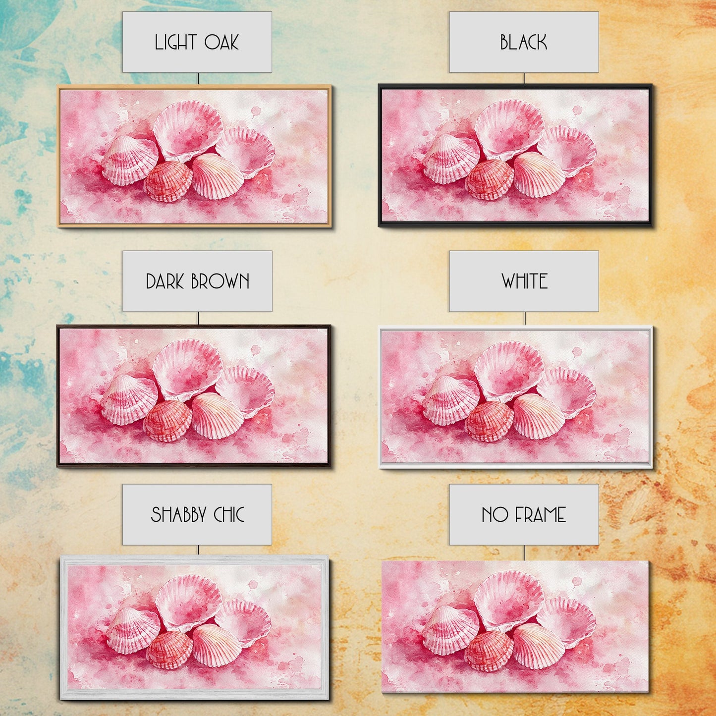 Coastal Shell Canvas Print | Pink Coastal Cowgirl Wall Art | Nautical Inspired Decor | Beach Themed Framed Artwork | Living Room Art