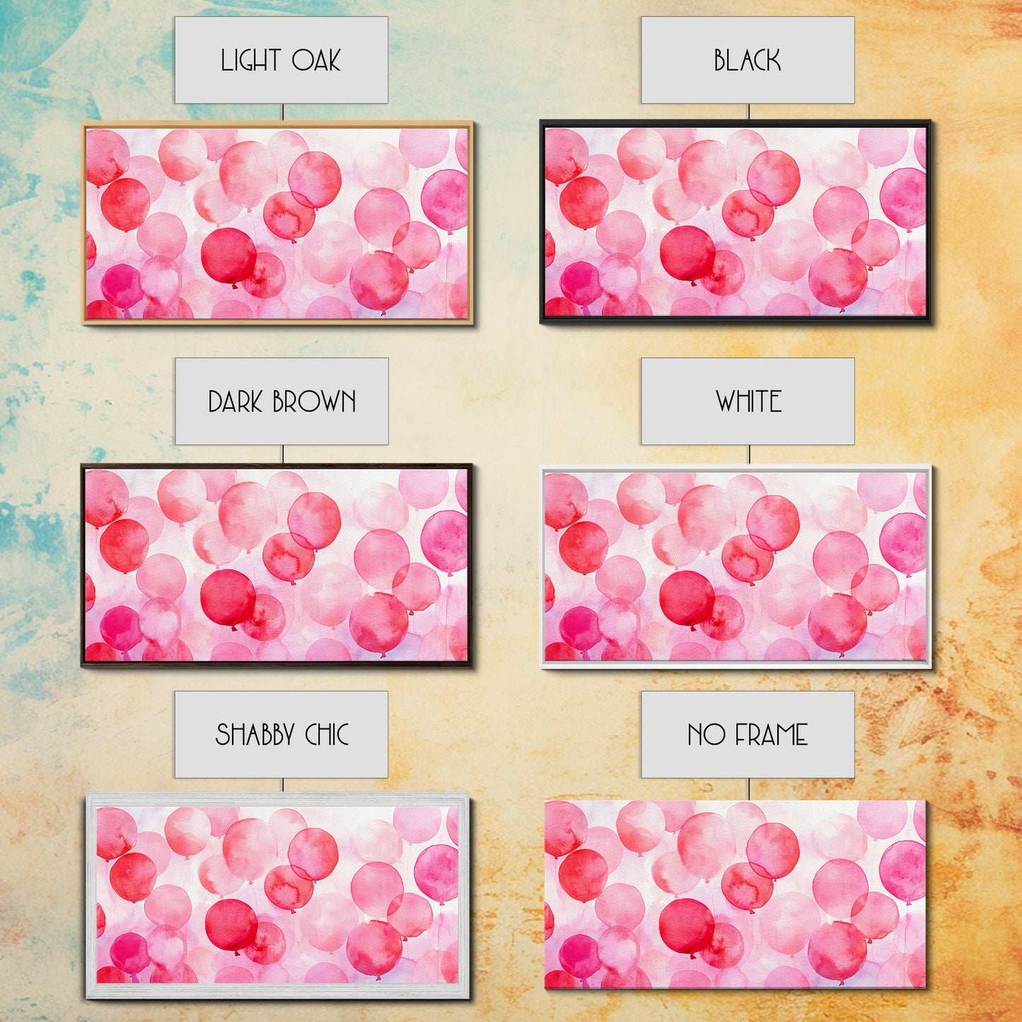 Pink Balloon Canvas Print - Light Pink Wall Art Boho Birthday Celebration Art Minimalist Decor Living Room Horizontal Art