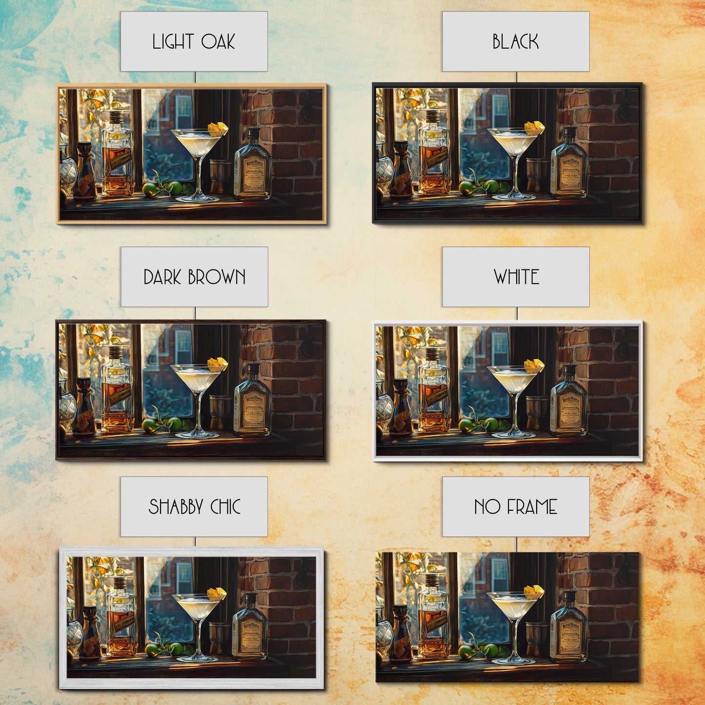 Rustic Martini Art Framed Canvas Print - Cozy Espresso Martini Wall Art - Fall Home Bar Decor - Kitchen Food Review Kitchen Art