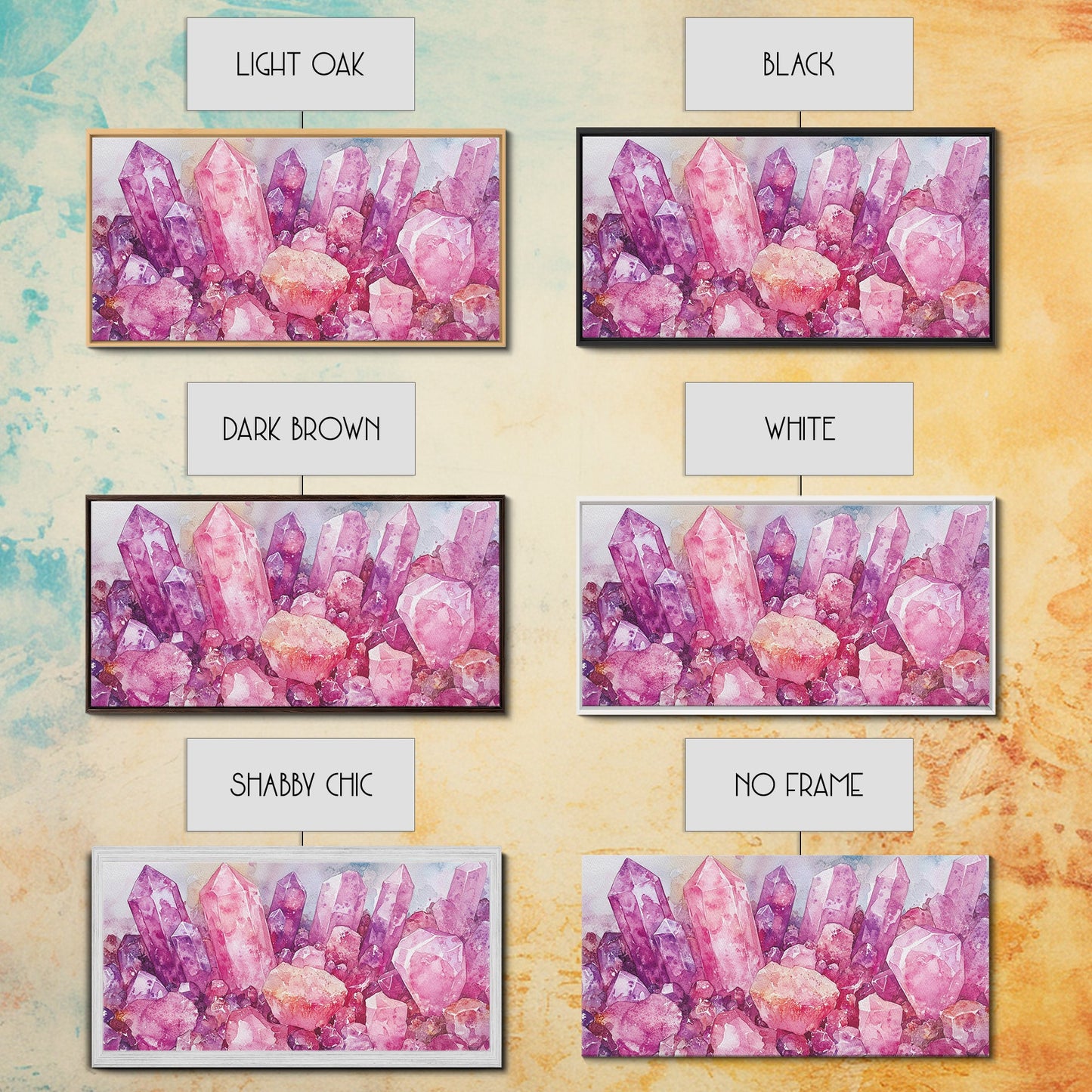 Pink Gemstone Art Framed Canvas Print Sacred Geometry Wall Art Whimsical Art Vertical Wall Art Bedroom Decor Unique Gift Idea