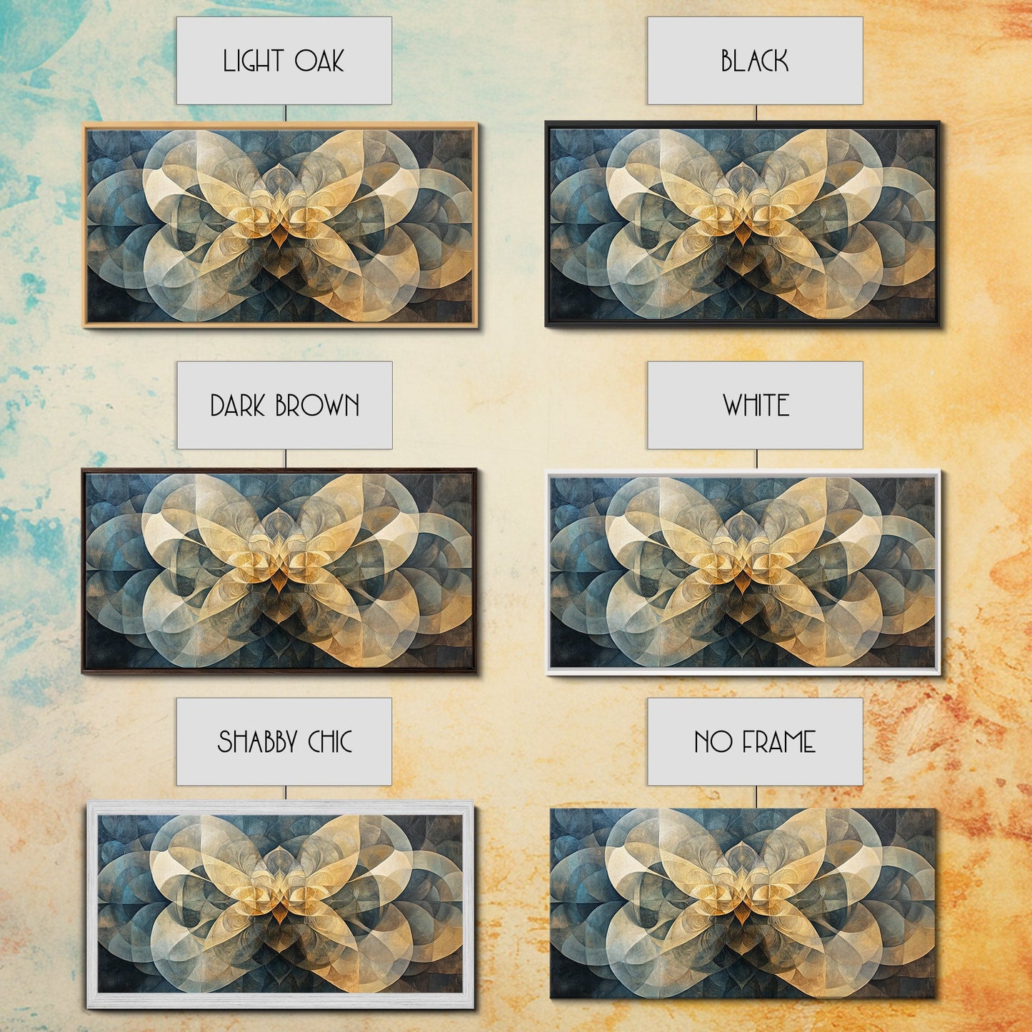 Symmetrical Abstract Framed Canvas Print, Geometric Wall Art Wabi Sabi Decor, Moody Minimalist Artwork Idea Bedroom Horizontal Design