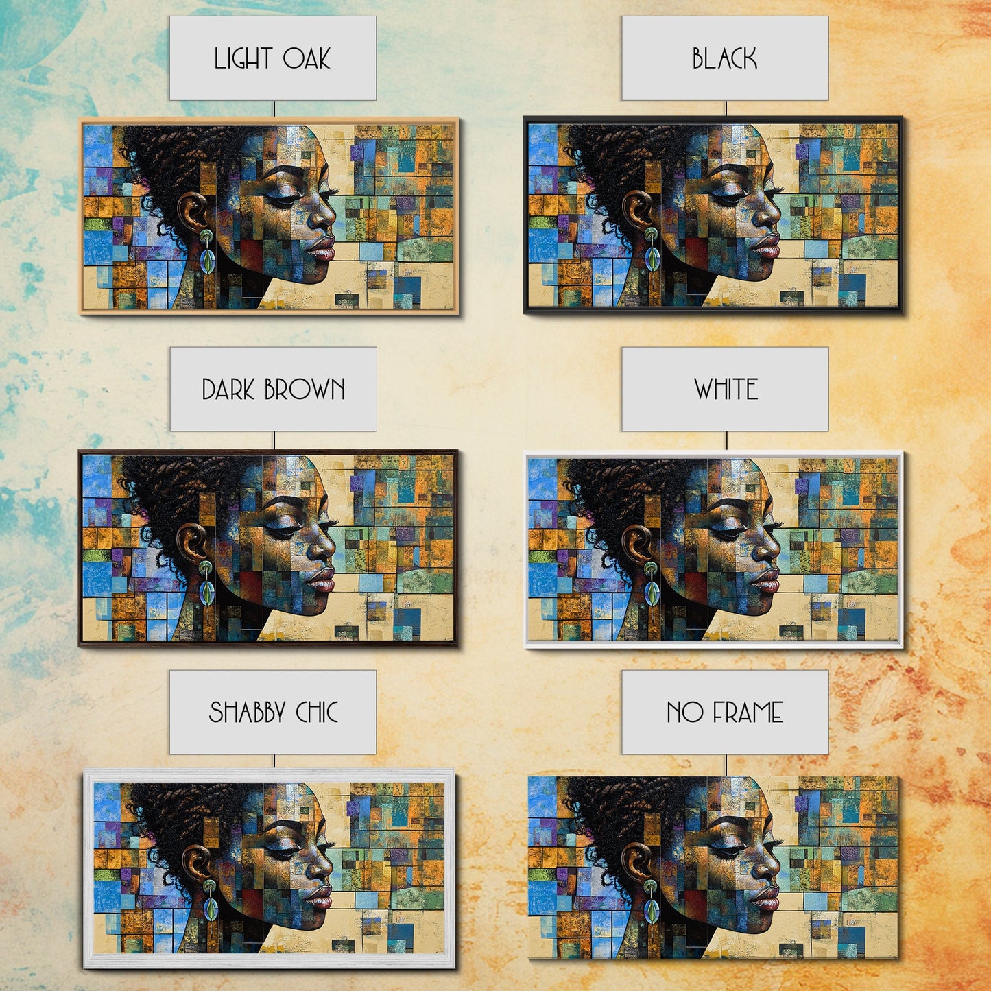 Afrozentrische Wandkunst, gerahmter Leinwanddruck, geometrische afrikanische Kunst, ausdrucksstarke Wohnzimmerdekoration, einzigartige Geschenkidee für stimmungsvolle Kunst, afrikanischer Kunstdruck