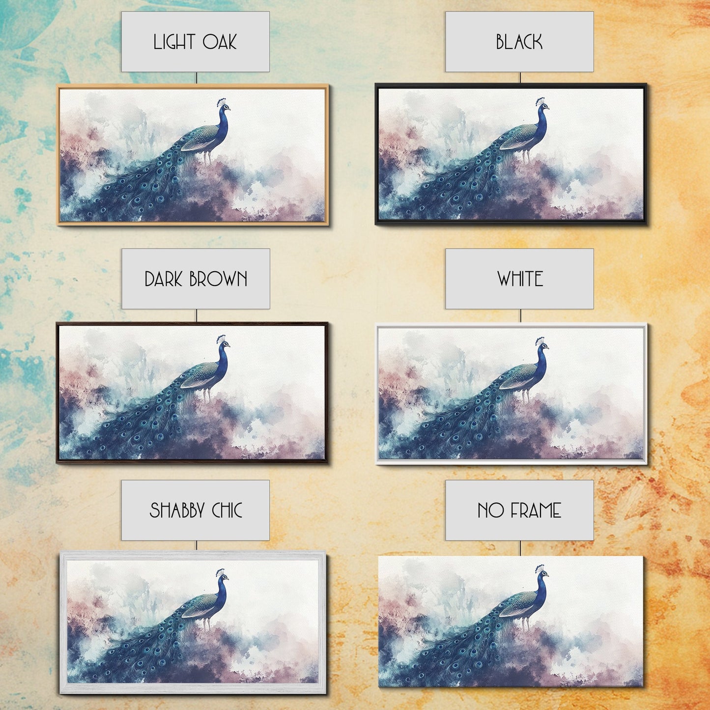 Watercolor Peacock Art Canvas Print, Moody Wildlife Wall Decor, Above Couch Living Room Art, Unique Nature Gift Idea Him Her