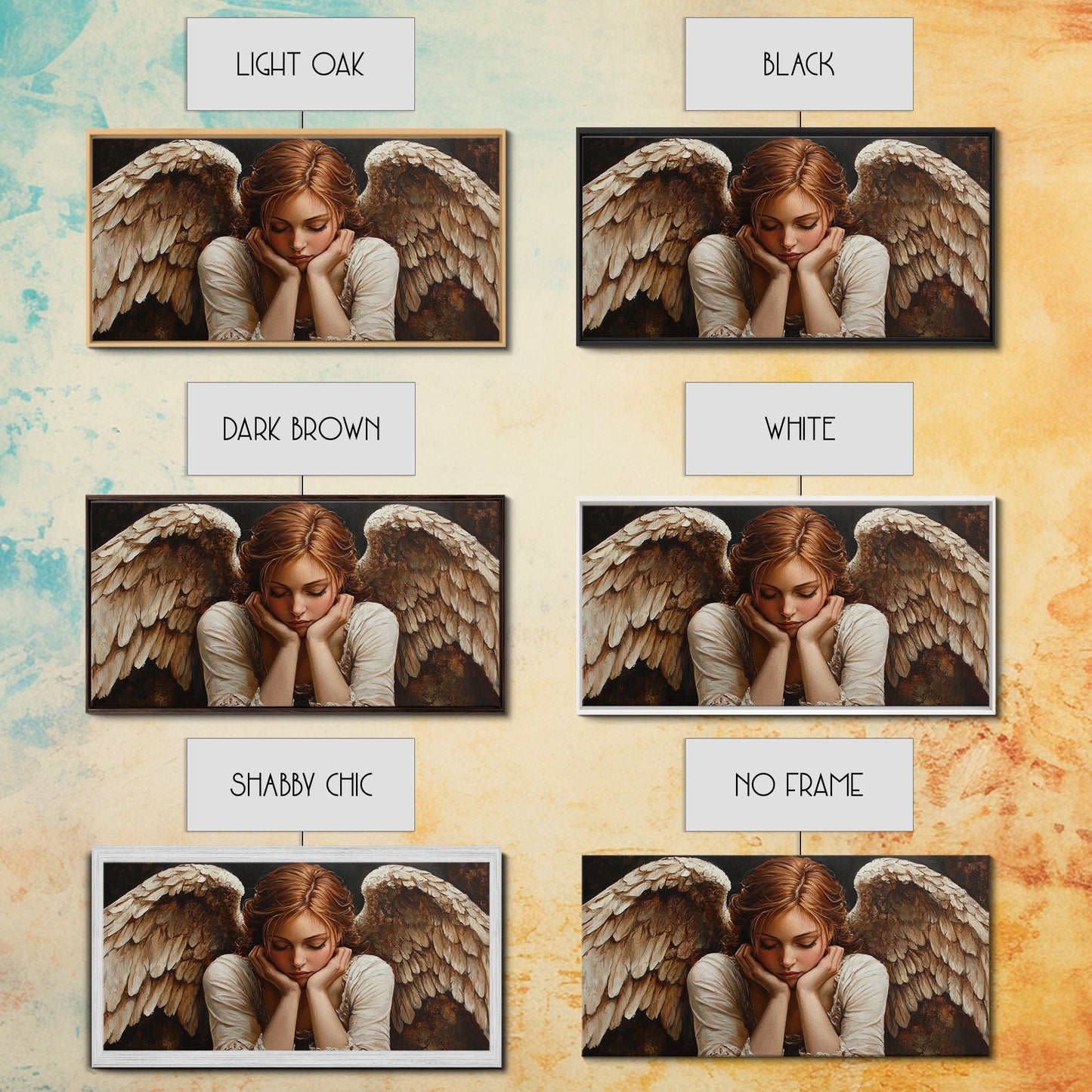 Angelic Beauty Portrait Framed Canvas Print Featuring Angel Art Prints and Moody Art Ideal Bedroom Wall Art or Guest Room Art