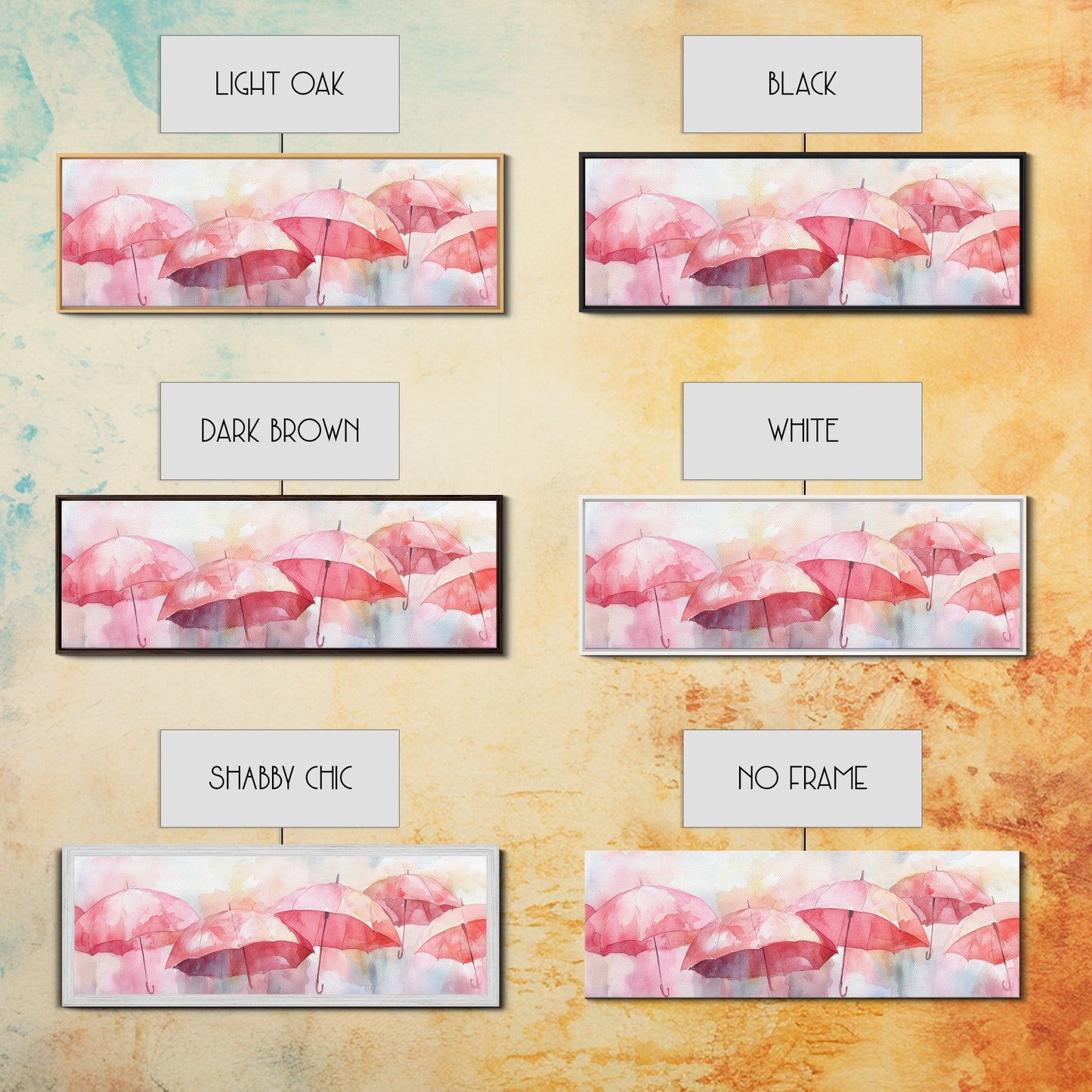 Umbrella Canvas Print Featuring Light Pink Abstract Art, Boho Minimalist Decor, Romantic Living Room or Guest Room Coastal Wall Art