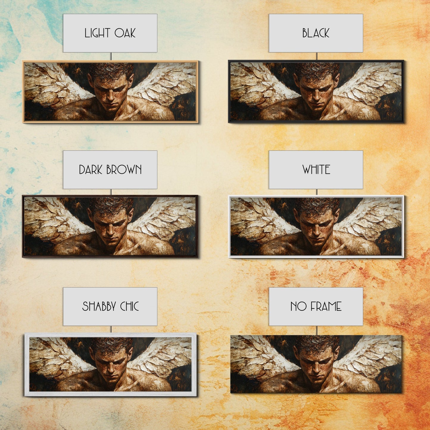 Brooding Angel Canvas Print Dark Romance Painting Moody Art Gothic Wall Art Bedroom Serenity Modern Rustic Living Room Decor