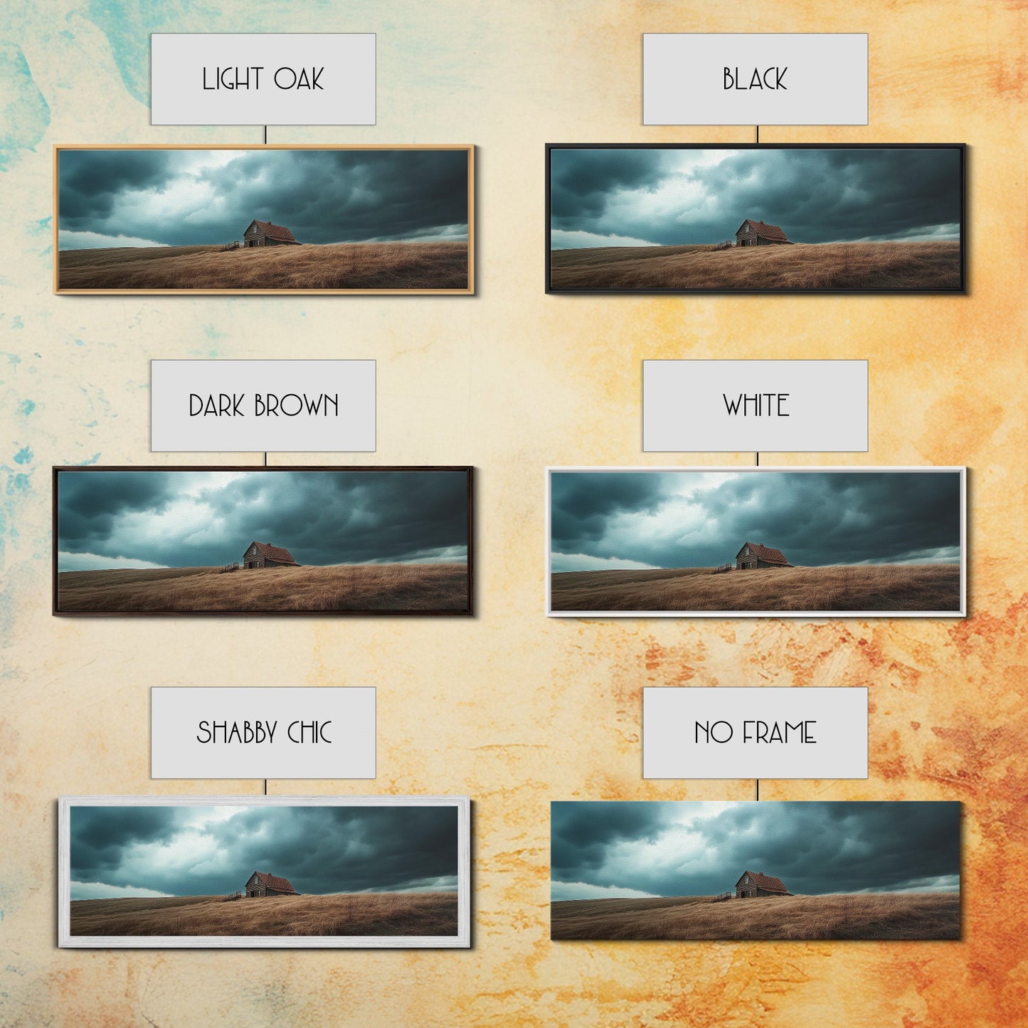 Rustic Barn Framed Canvas Print Smoky Mountain Art Autumn Farmhouse Wall Art Rustic Landscape Painting Guest Room Artwork Decor