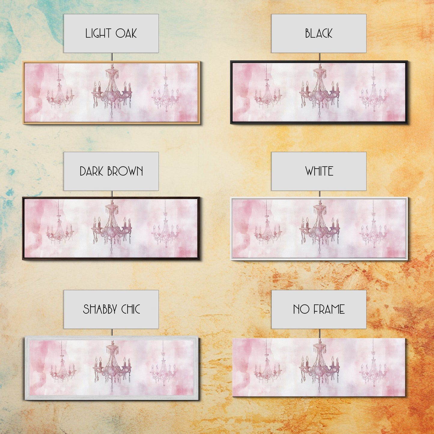 Elegant Chandelier Art Framed Canvas Print Light Pink Wall Art Minimalist Décor Horizontal Art Bedroom Living Room Gift Idea