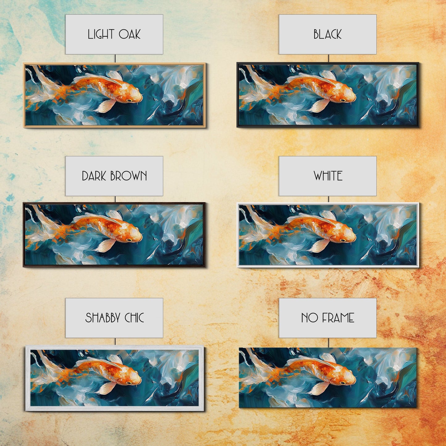 Vibrant Koi Fish Canvas Print, Whimsical Art, Coastal Wall Art, Bedroom Art, Gift Idea, Teal Wall Art, Above Sofa Decor, Nautical Painting