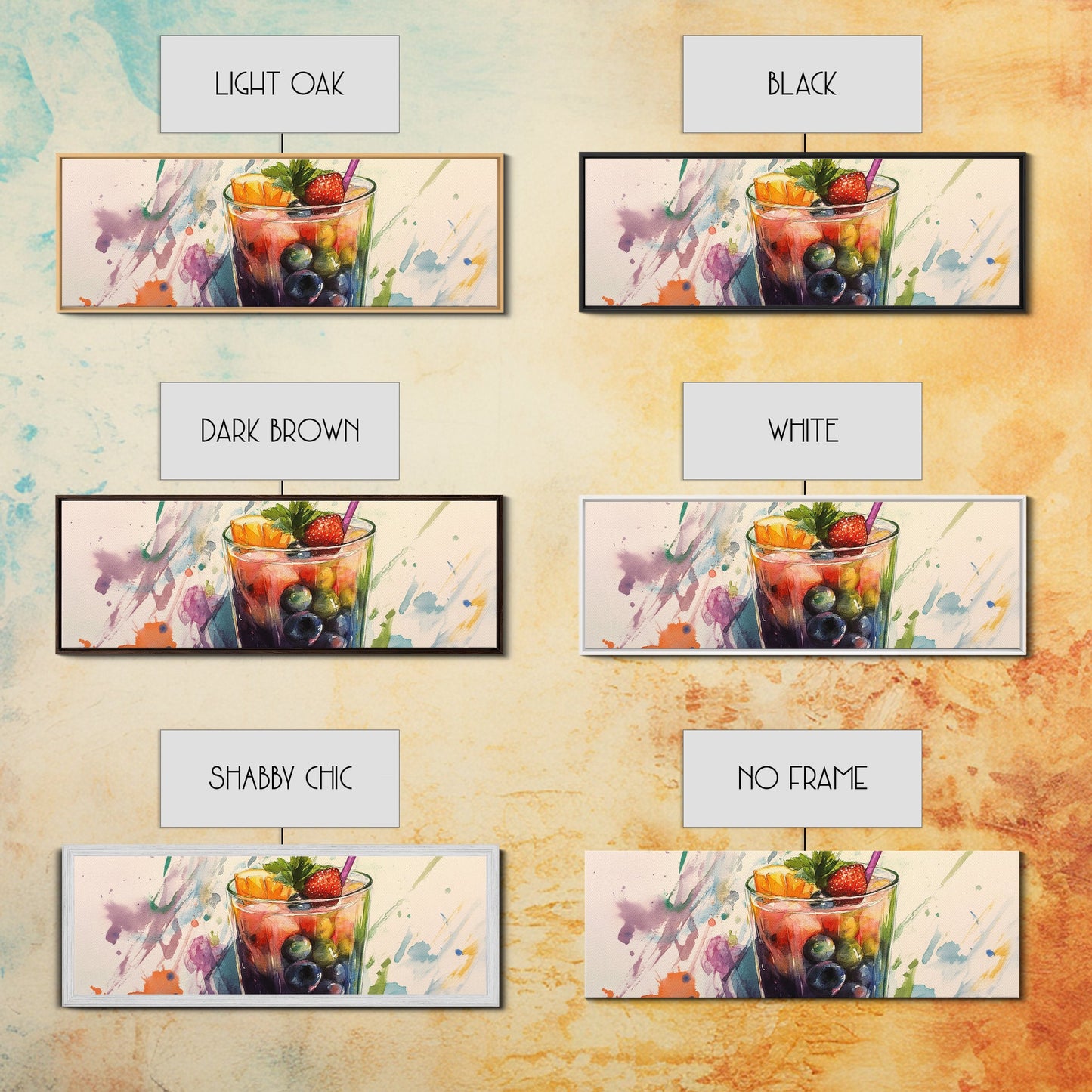 Canvas Print Vibrant Martini Wall Art Fruit of the Spirit Kitchen Art Horizontal Modern Decor Gift Idea Panoramic Painting