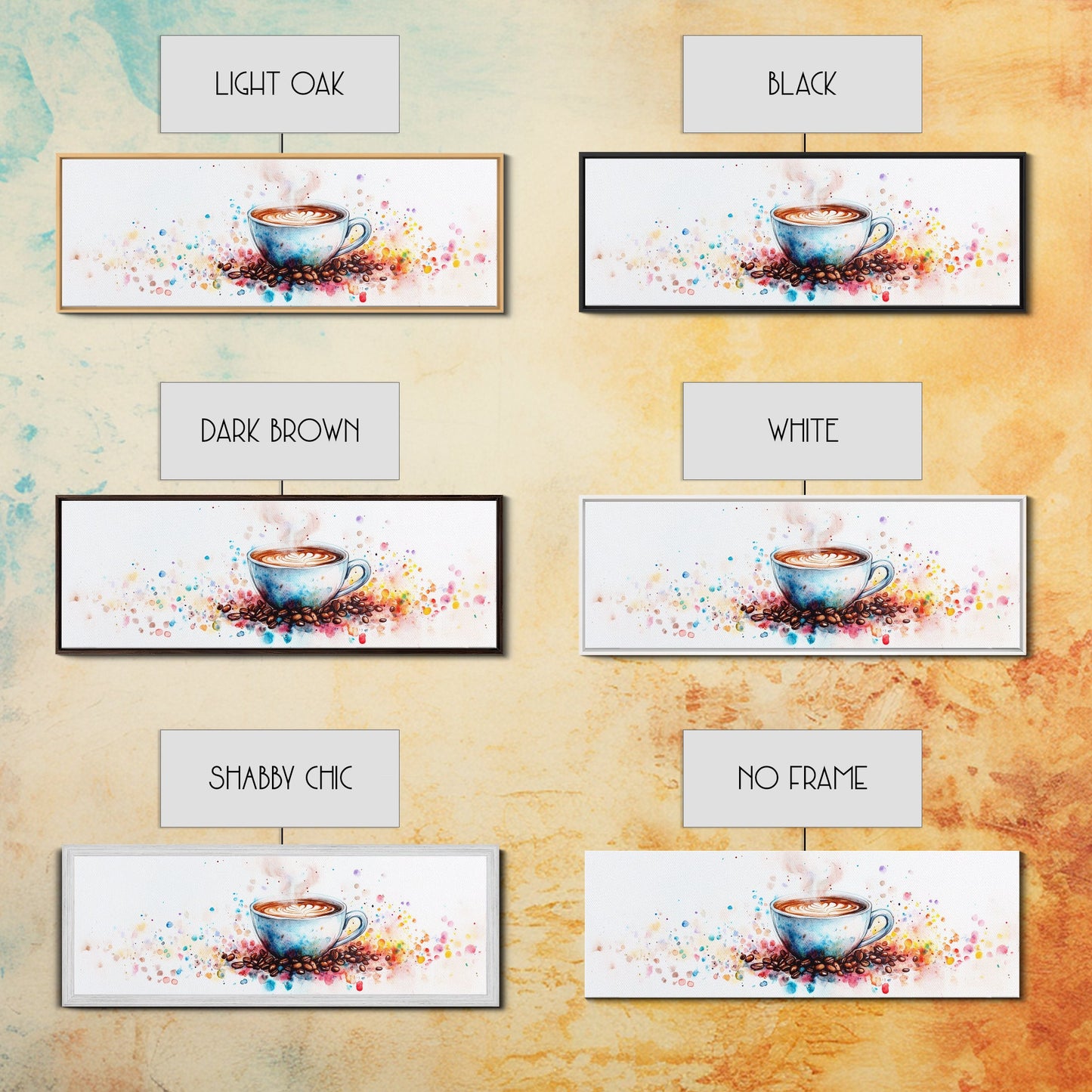 Coffee Cup Watercolor Canvas Print, Food Review Kitchen Art, Whimsical Living Room Wall Art Gift Idea Espresso Decor Design