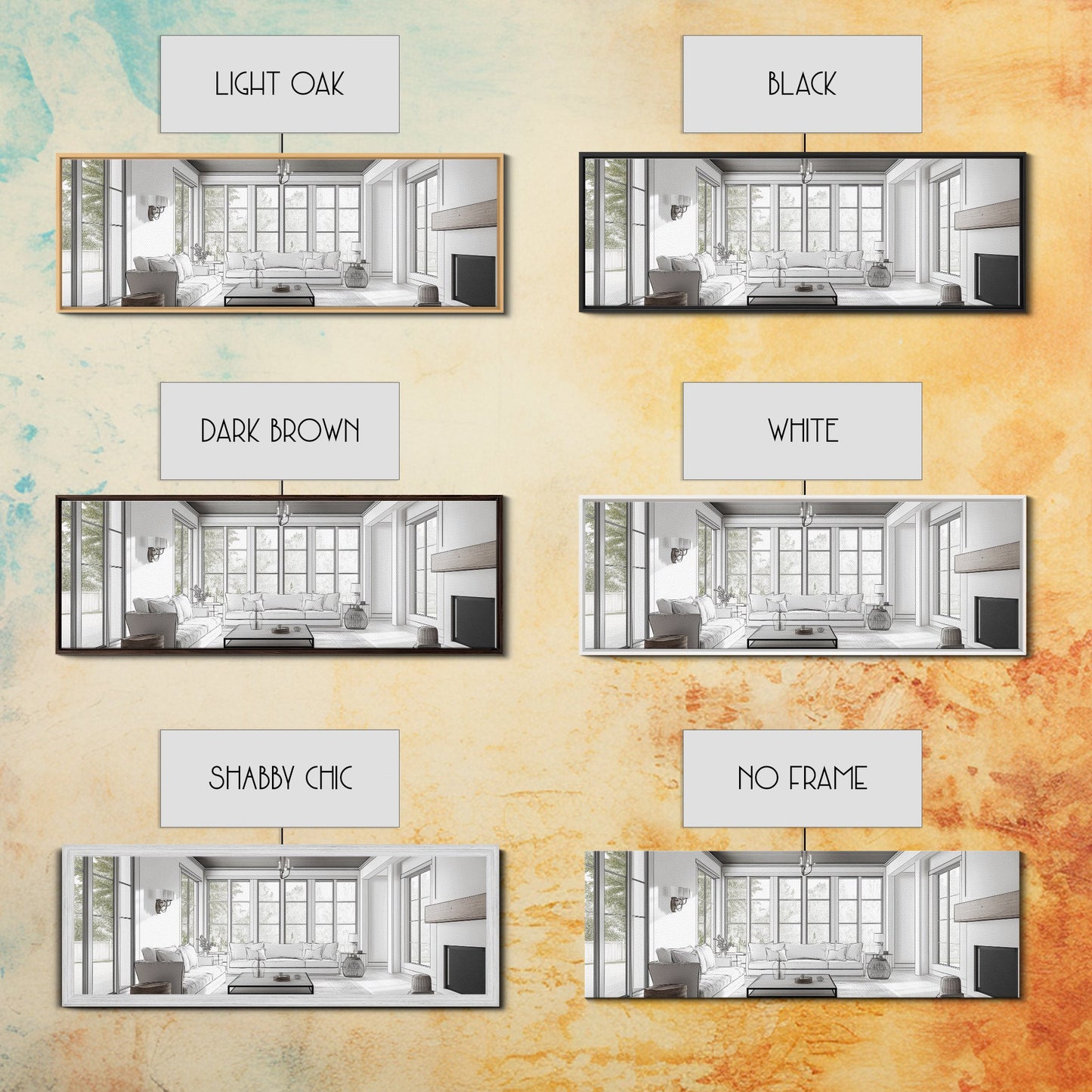 Extra Wide Canvas Print Living Room Art Modern Wabi Sabi Art Panoramic Neutral Design Rustic Farmhouse Minimalist Wall Decor