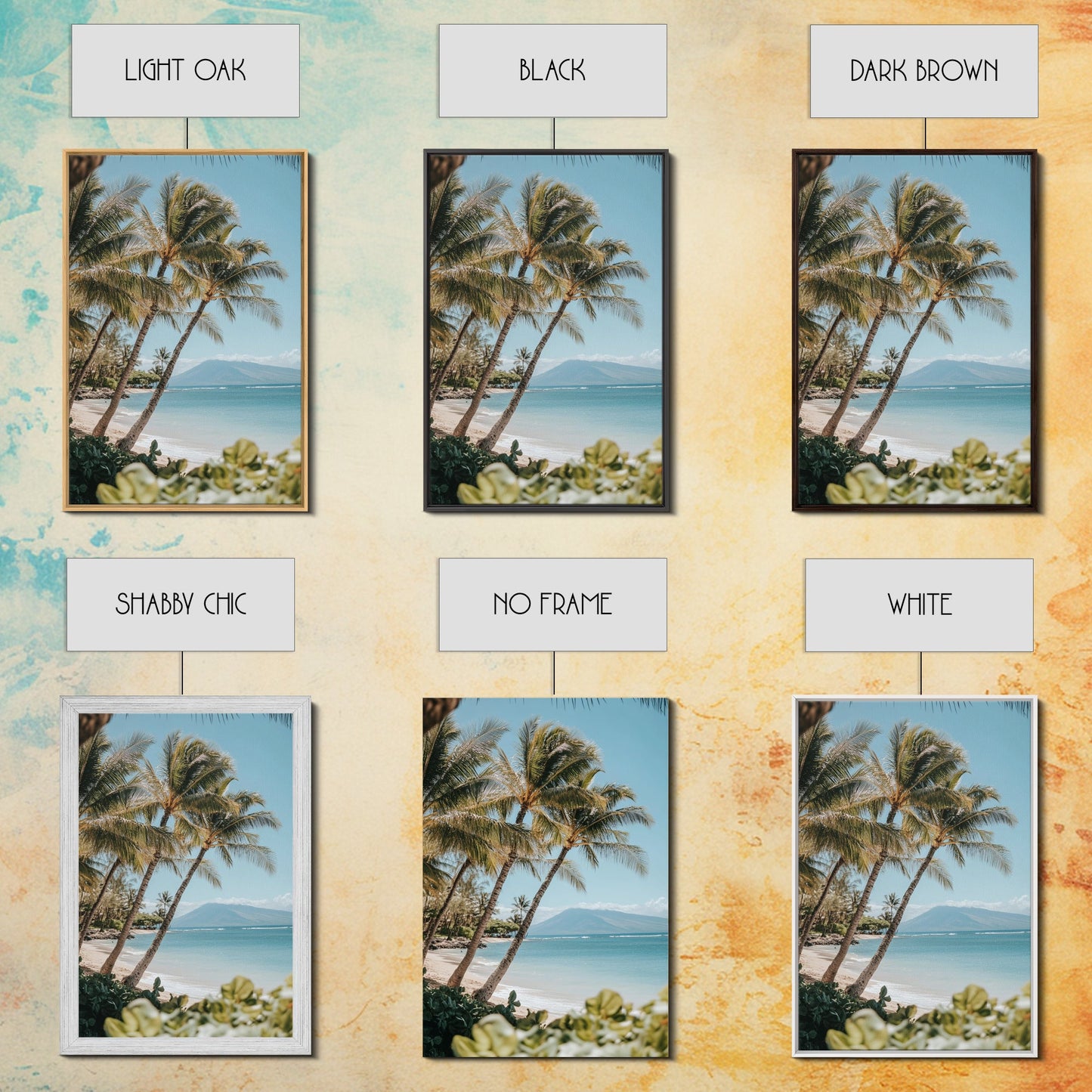 Serene Beach Horizon Framed Canvas Print – Coastal Nautical Wall Art, Hawaiian Landscape, Tropical Seascape Painting Coastal Decor