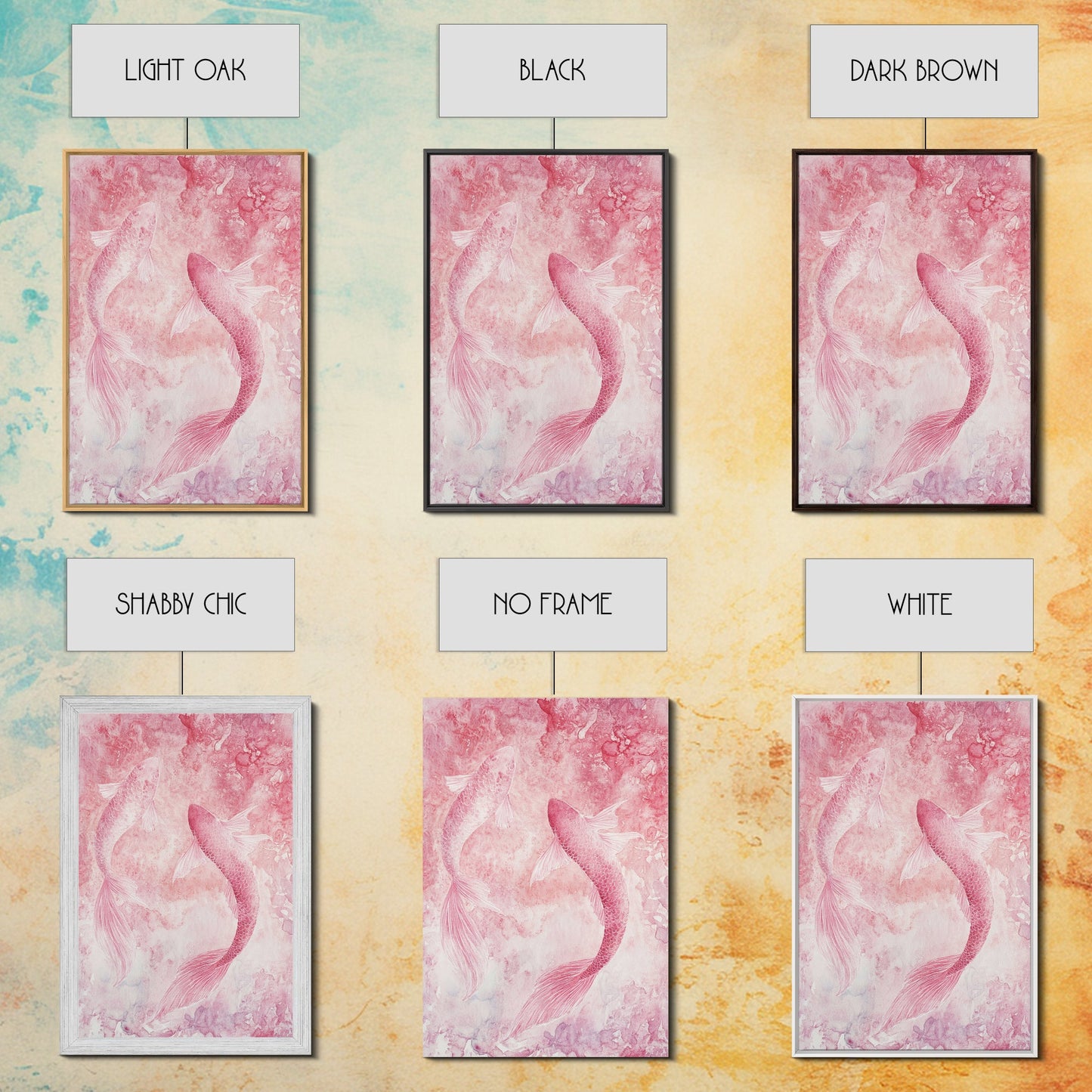 Canvas Print Koi Fish Painting Pink Abstract Art Zen Wall Art Minimalist Artwork Living Room Decor Gift Idea Bedroom Wall Art