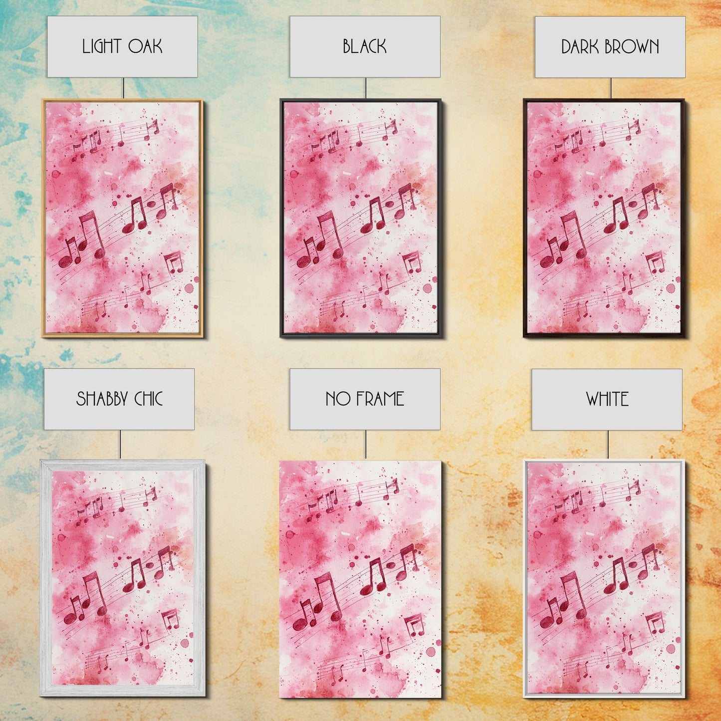 Musical Notes Canvas Print, Pink Abstract Watercolor Art, Music Lovers Gift, Therapy Wall Art, Light Pink Bedroom Living Room Decor