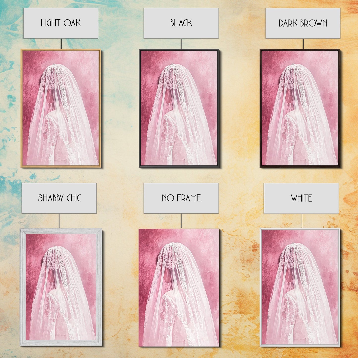 Bride Silhouette Canvas Print Angel Art Prints Pink Wall Art Bedroom Decor Romantic Artwork Wedding Gift Light Pink Art