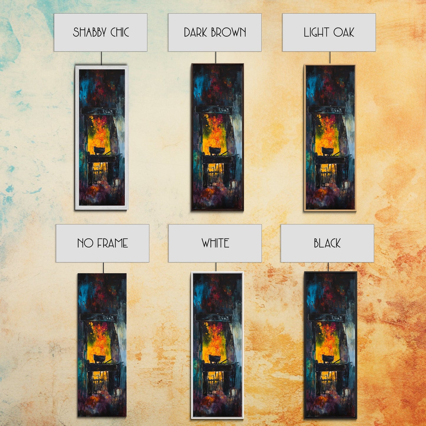 Witch cauldron, dark romance painting, moody art, gothic decor, black magic wall art, Halloween art, framed canvas print