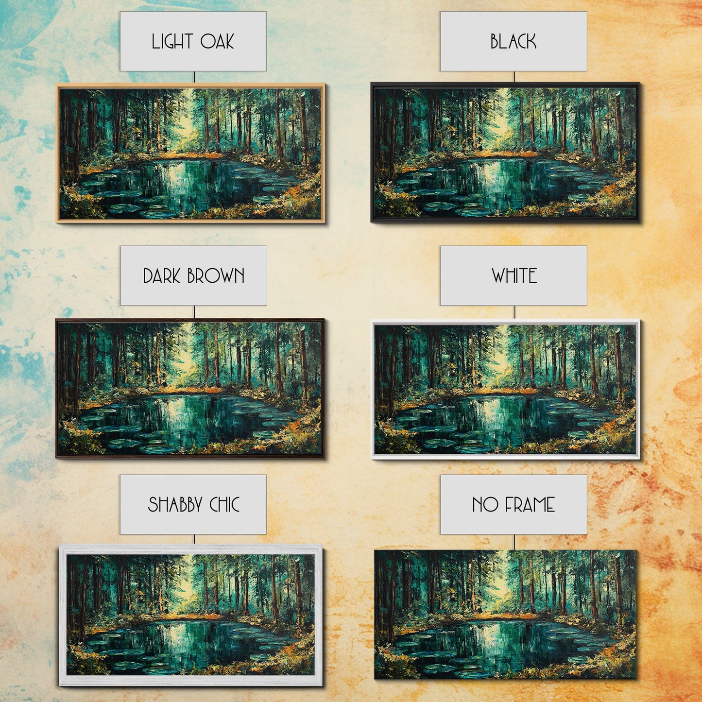 Verzauberter Waldteich, Leinwanddruck, Landschaftsmalerei, Kiefernkunst, Wald in der Abenddämmerung, Kunst vom Lake Tahoe, extra breites Kunstwerk