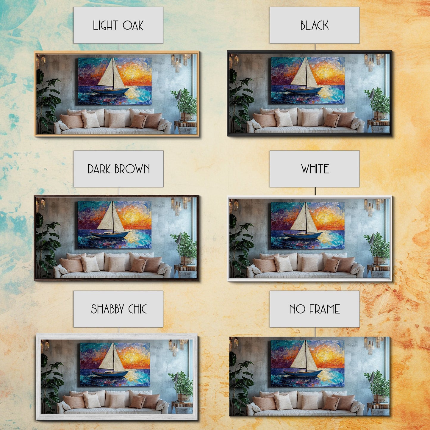 Sunset Sailboat Painting, sailboat painting, nautical painting, coastal decor, above bed wall art, seascape painting, Canvas Print