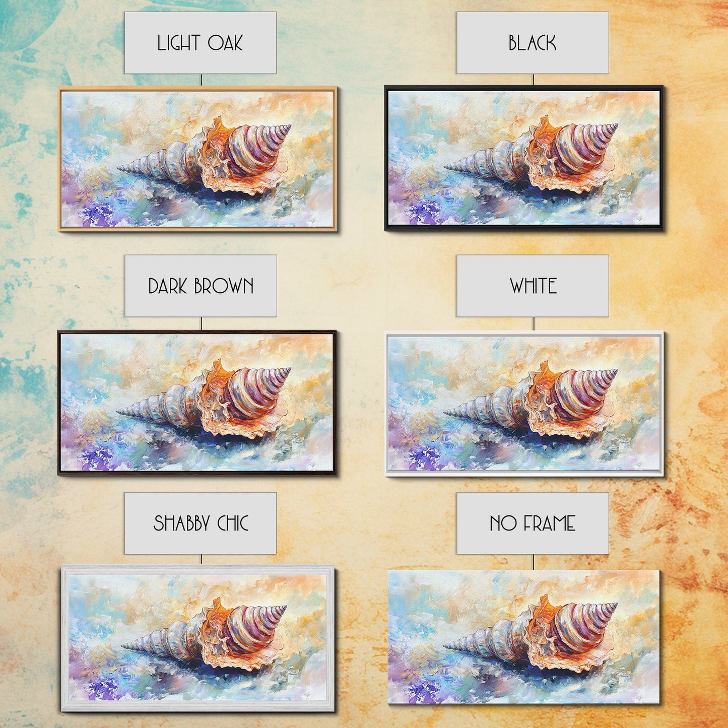 Shell Painting, Coastal Decor, Beach House Wall Art, Nautical Painting, Framed Canvas Print, Ocean Inspired Art, Oyster Shell Art