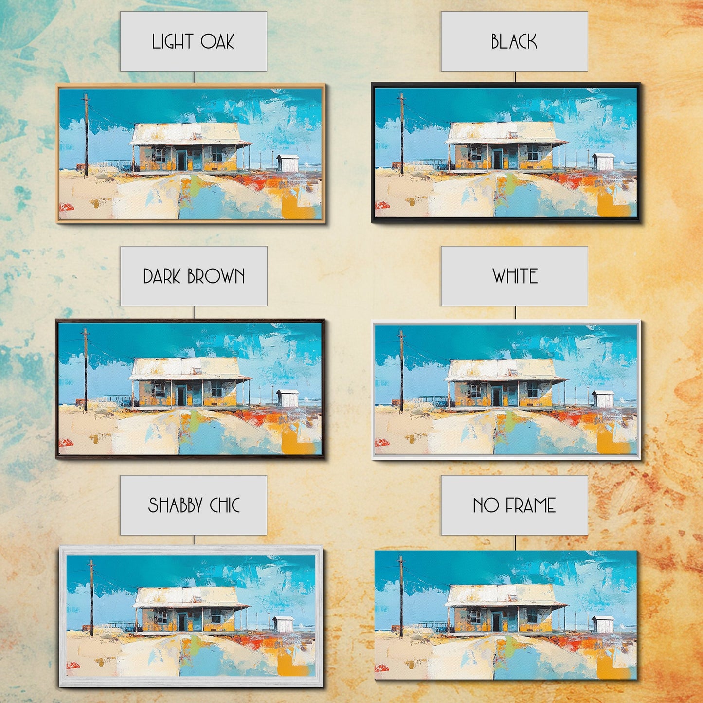 Desert House Art, Wandkunst im Südwest-Stil, rustikale Dekoration, Boho-Kunst, Bauernhauskunst, Küstenmalerei, gerahmter Leinwanddruck