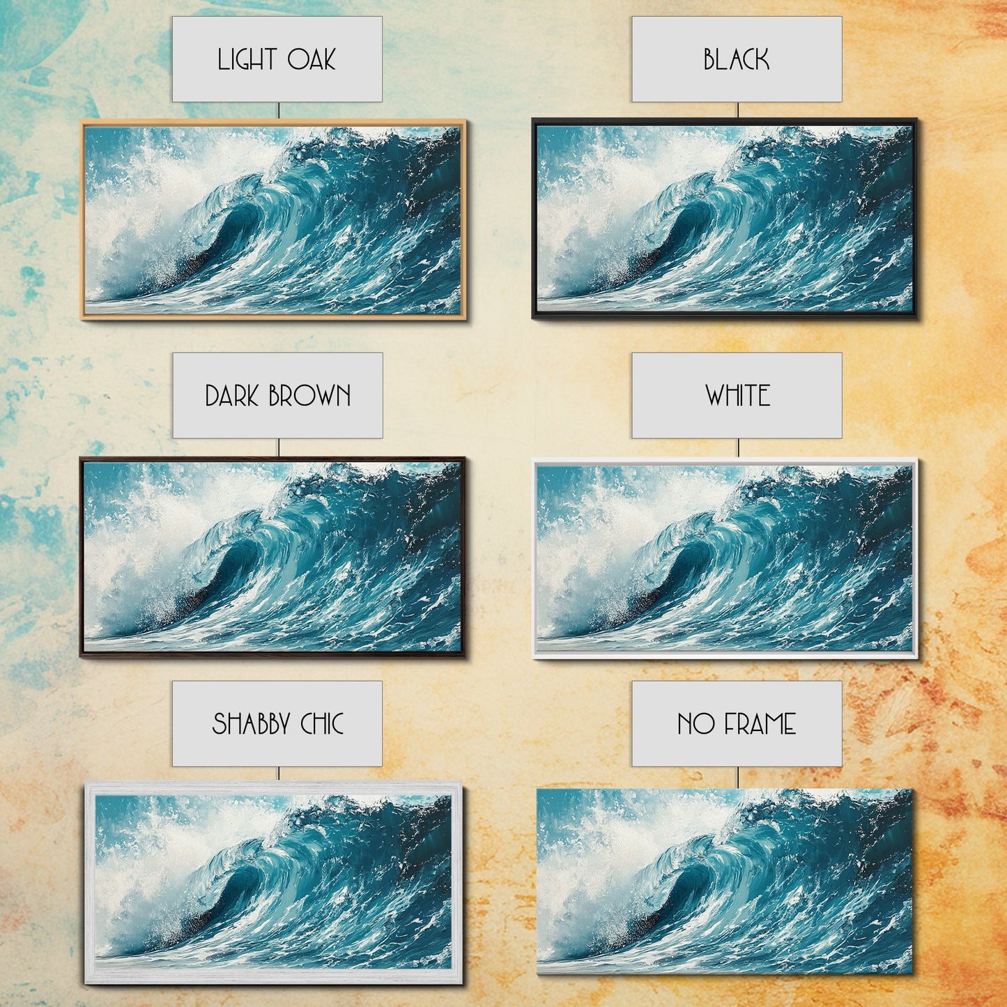 Meereswellenkunst, Seestückmalerei, Küstendekoration, Nautische Wandkunst, Geschenkidee für Strandhäuser, Blau-grüne Wandkunst, Gerahmter Leinwanddruck