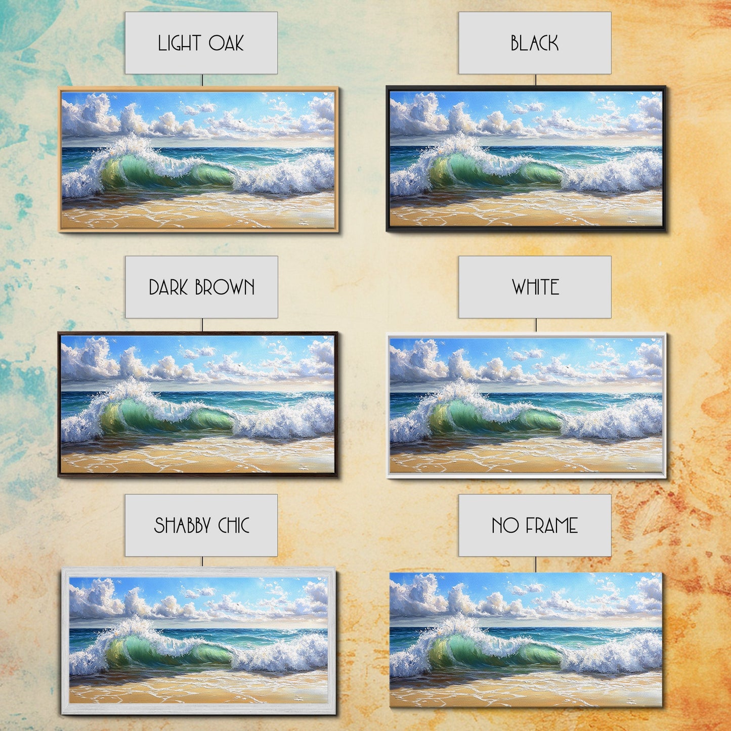 Strandwellen-Gemälde, Küstenlandschaftskunst, Ozean-Wandkunst, Surf-Wandkunst, Nautische Dekoration, Meereslandschaftskunst, Horizontale Wandkunst, Leinwanddruck