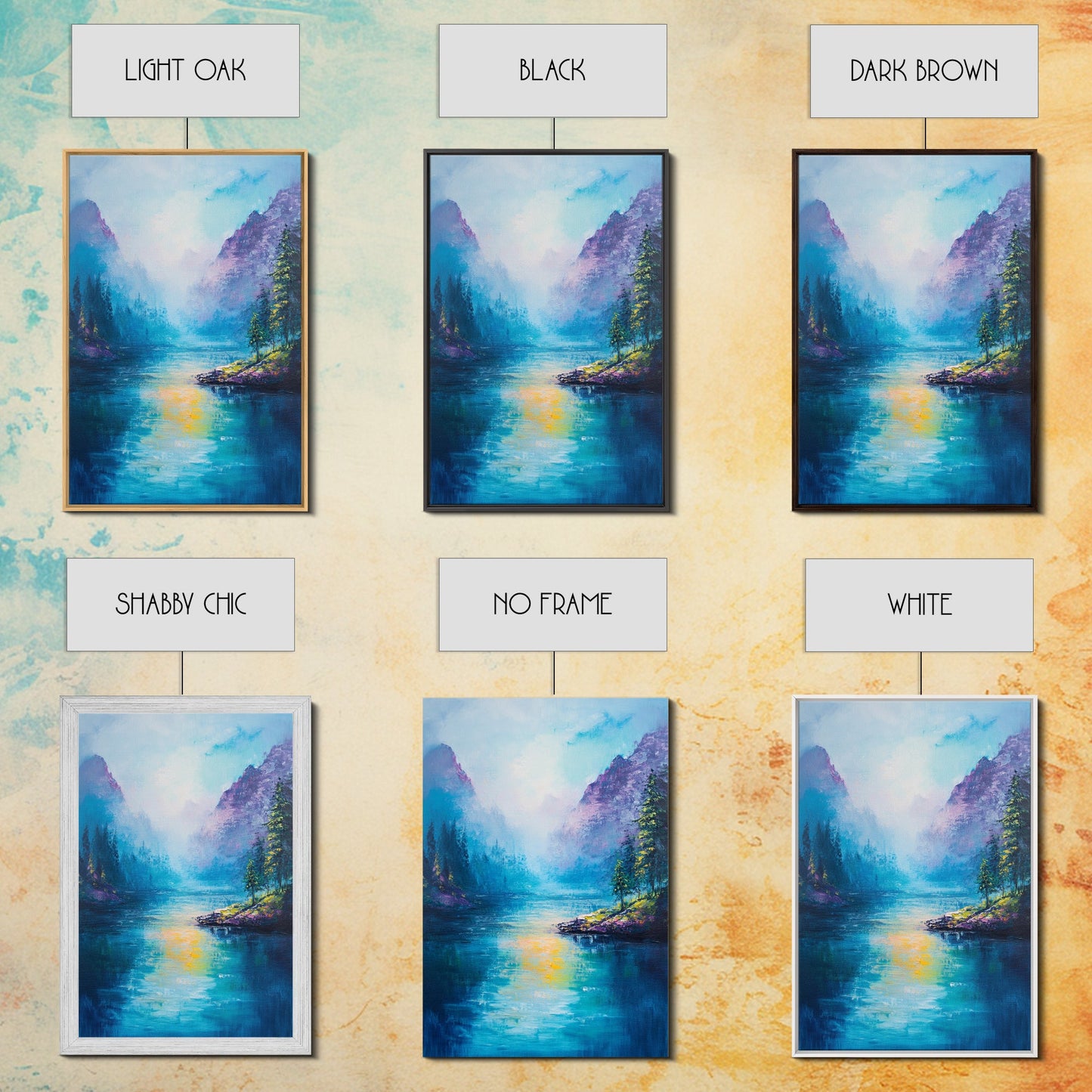 Mountain Lake View, Landscape Painting, Lake Tahoe Art, Smoky Mountain Art, Nature Wall Art, Bedroom Art, Framed Canvas Print