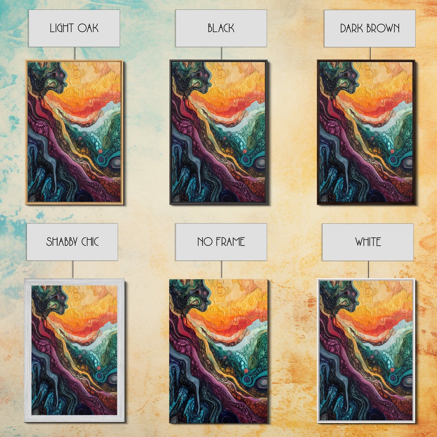 Psychedelic Abstract Texture Framed Canvas Print, Surreal Art, Vibrant Wall Art, Modern Abstract Painting, Unique Artwork, Office Decor