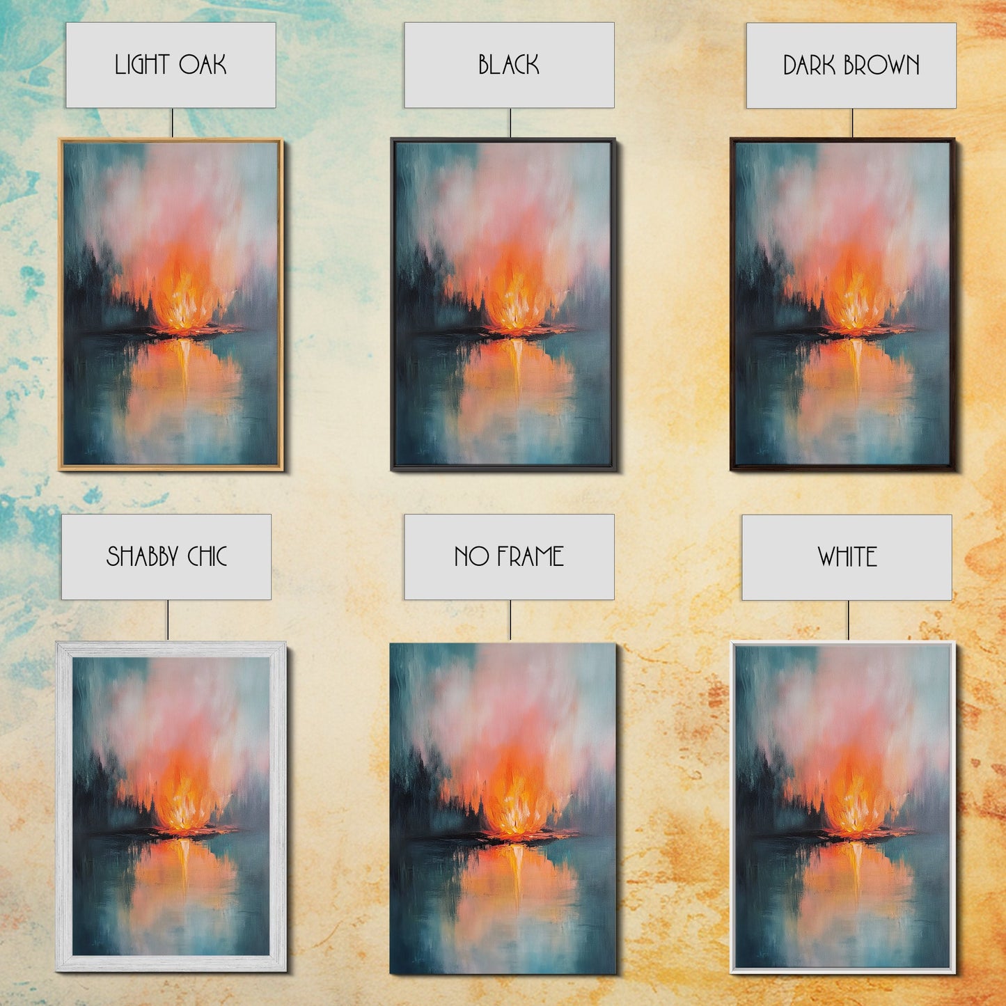 Reflective Fire, Moody Art, Dark Romance Painting, Fire Reflection Painting, Rustic Wall Art, Above Bed Art, Canvas Print