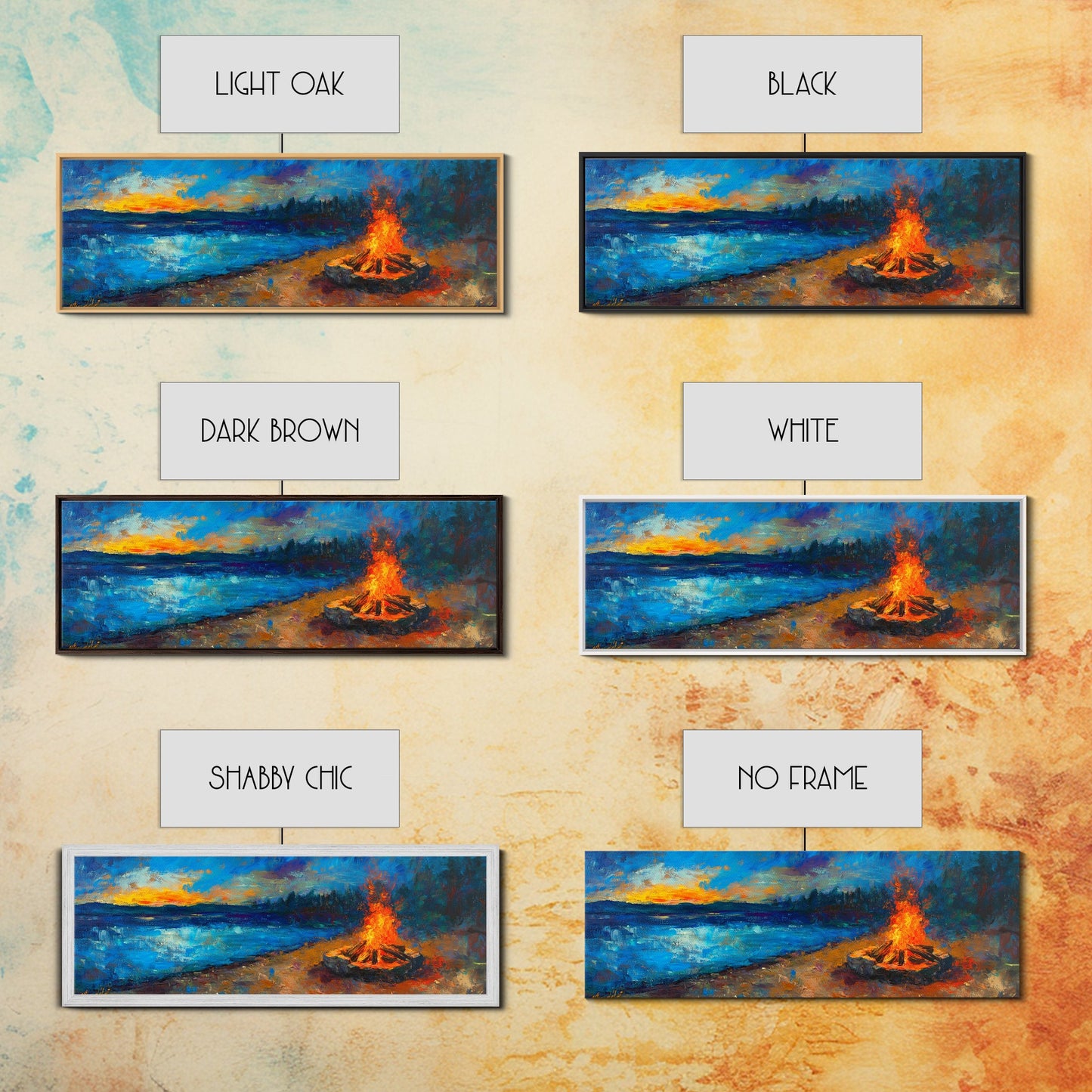 Cozy Campfire Night Painting, Rustic Cabin Decor, Warm Autumn Wall Art, Outdoor Adventure Art, Living Room Wall Art