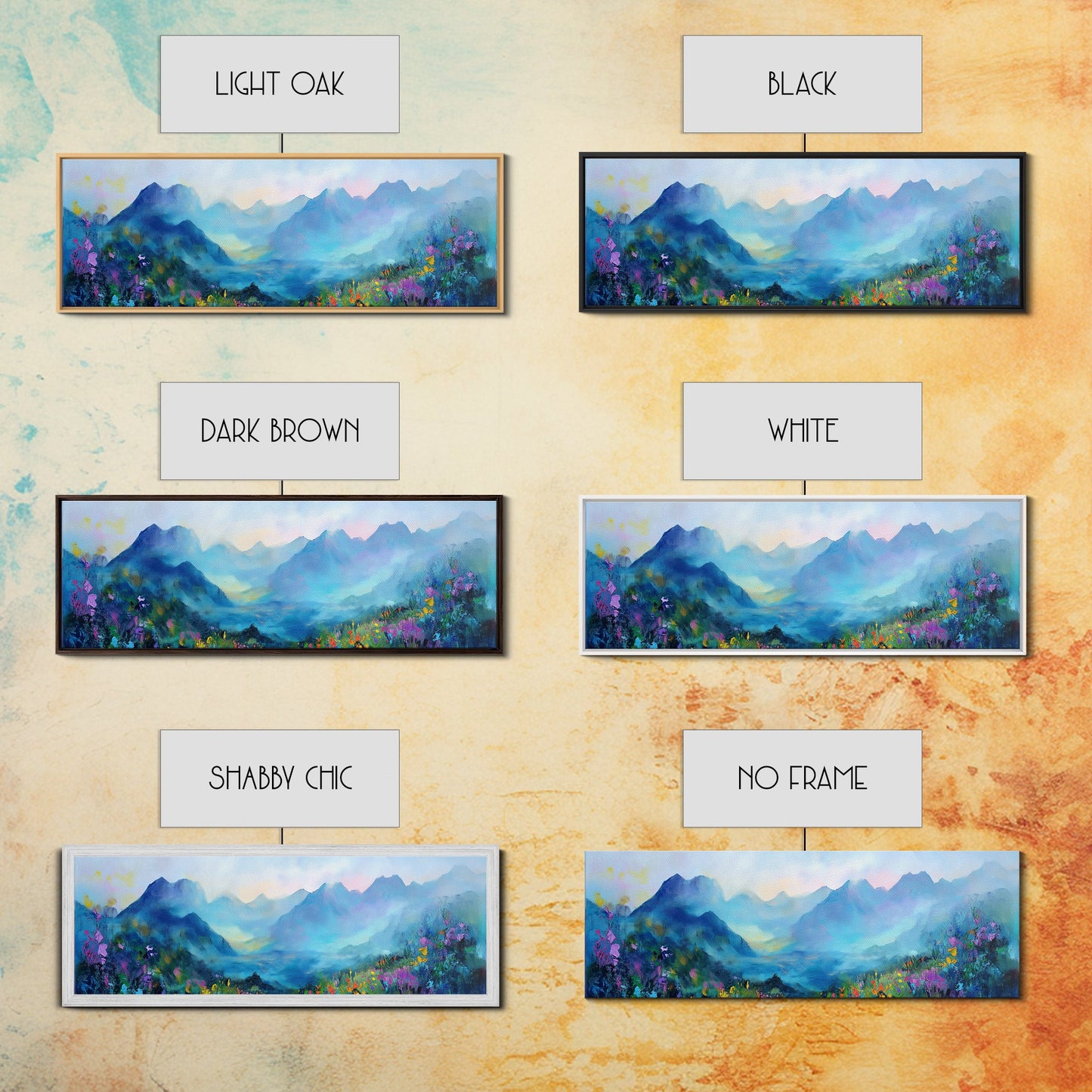 Alpine Sunrise Framed Canvas Print - Misty Mountain Wall Art, Nature Landscape Painting, Warm Toned Home Decor, Living Room Accent