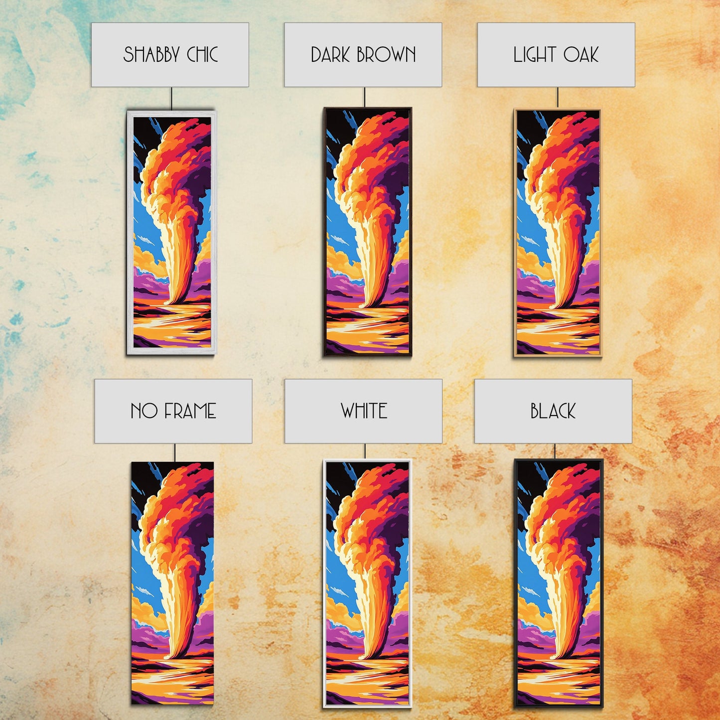 Geyser Eruption, Vibrant Nature, Framed Canvas Print, Yellowstone Art, National Park Decor, Outdoor Adventure, Living Room Wall Art