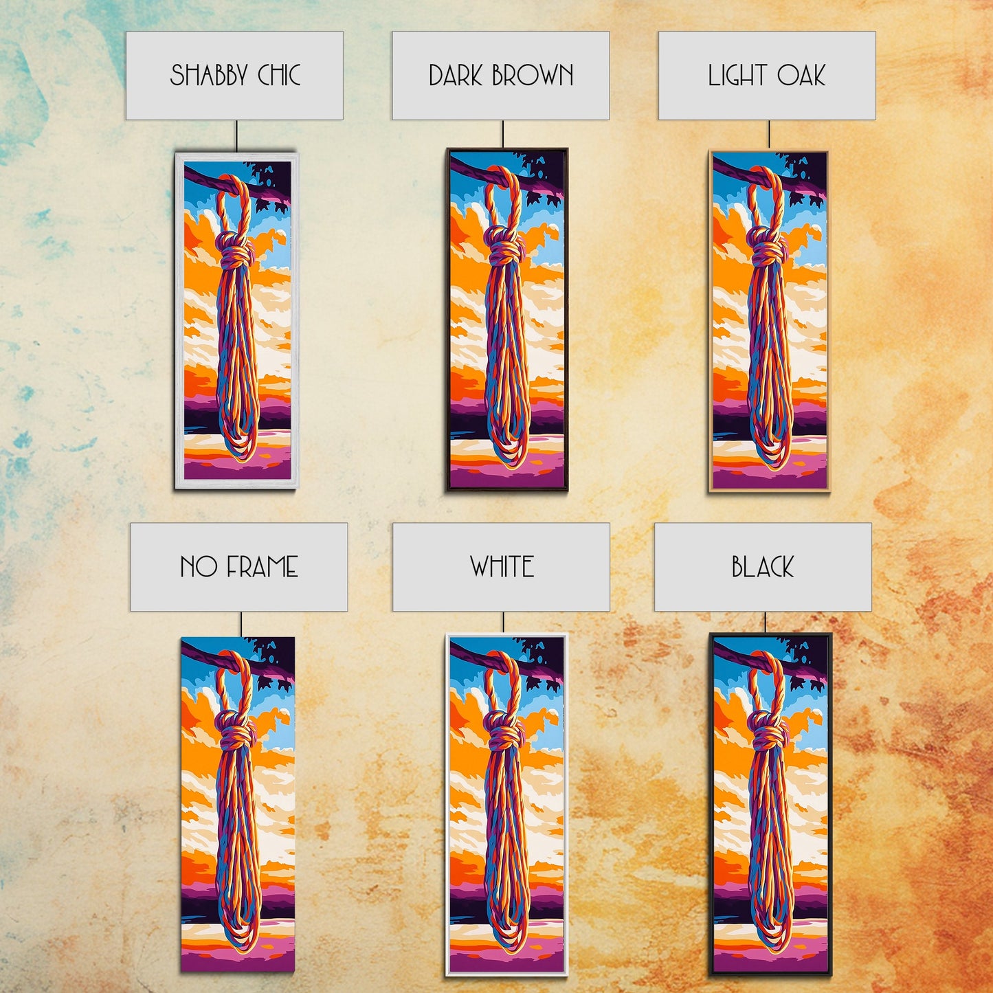 Hanging Rope, Nautical Art, Framed Canvas Print, Coastal Wall Art, Rustic Home Decor, Beach House Art, Minimalist Nature Painting