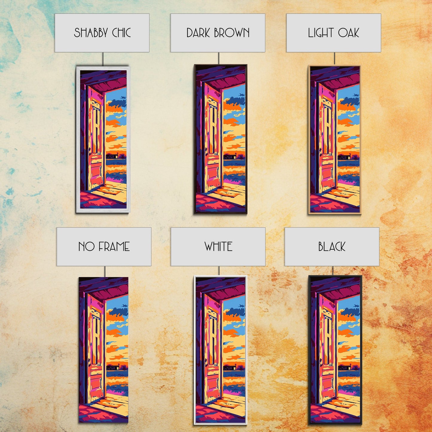 Rustic Open Door, Countryside Art, Cozy Home Decor, Framed Canvas Print, Warm Sunset, Modern Boho, Entryway Art, Warm Earthy Palette