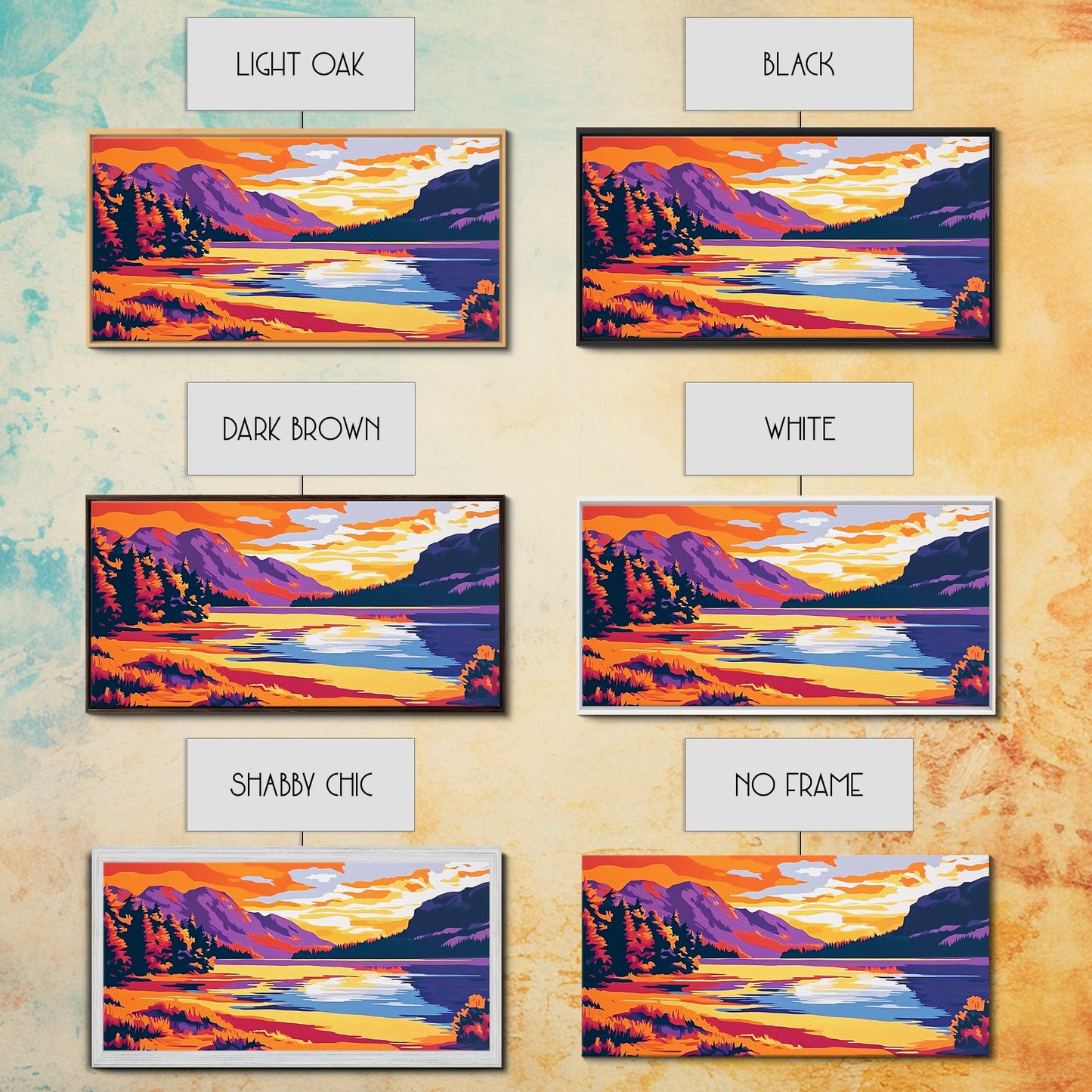 Mountain Lake, Sunset Wall Art, Nature Scene, Vibrant Colors, Rustic Decor, Modern Wilderness, Living Room, Canvas Print