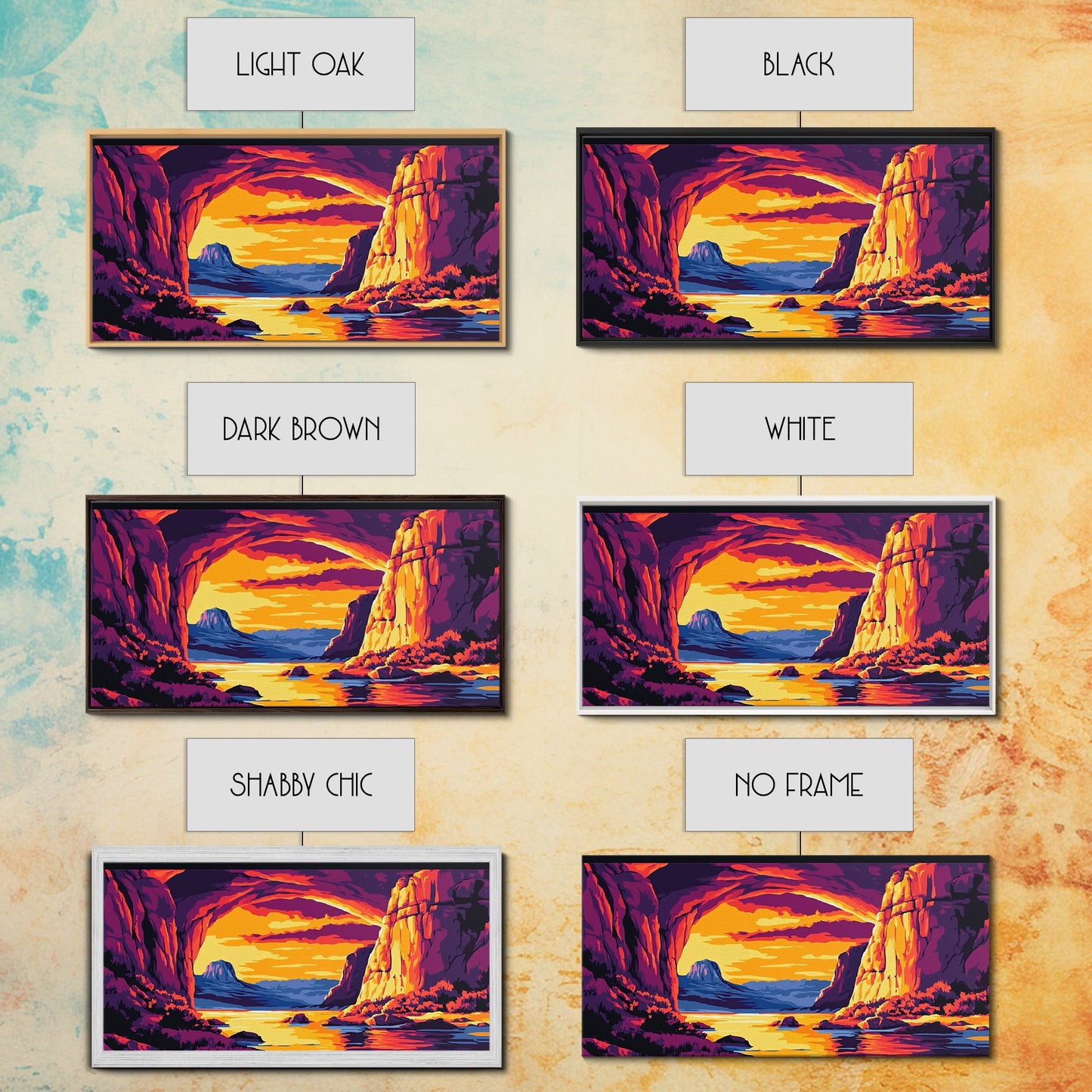 Canyon View, River Sunset, Majestic Landscape, Southwest Decor, Warm Tones, Nature Escape, Living Room or Office, Framed Canvas Print