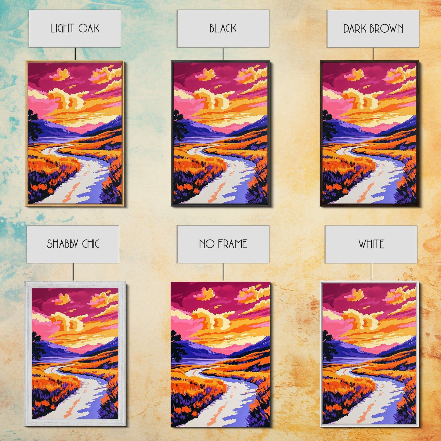 Sunset River, Vibrant Reflections, Colorful Landscape, Nature Art, Framed Canvas Print, Living Room Wall Art, Rustic Decor, Autumn Scene