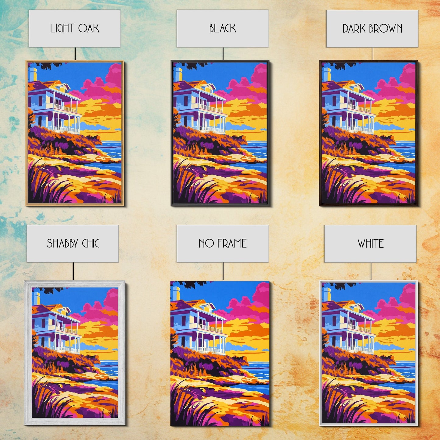 Coastal Home, Seaside Escape, Beach House, Canvas Print, Ocean Wall Art, Vibrant Summer Decor, Living Room Wall Art