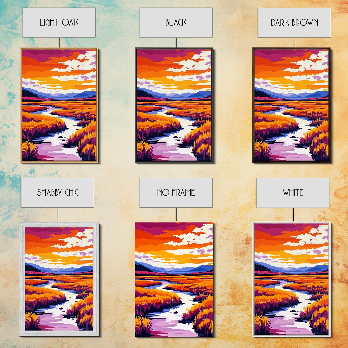 River Landscape Painting, Autumn Wall Art, Nature Inspired Print, Warm Color Palette, Framed Canvas Print, Cozy Living Room Decor