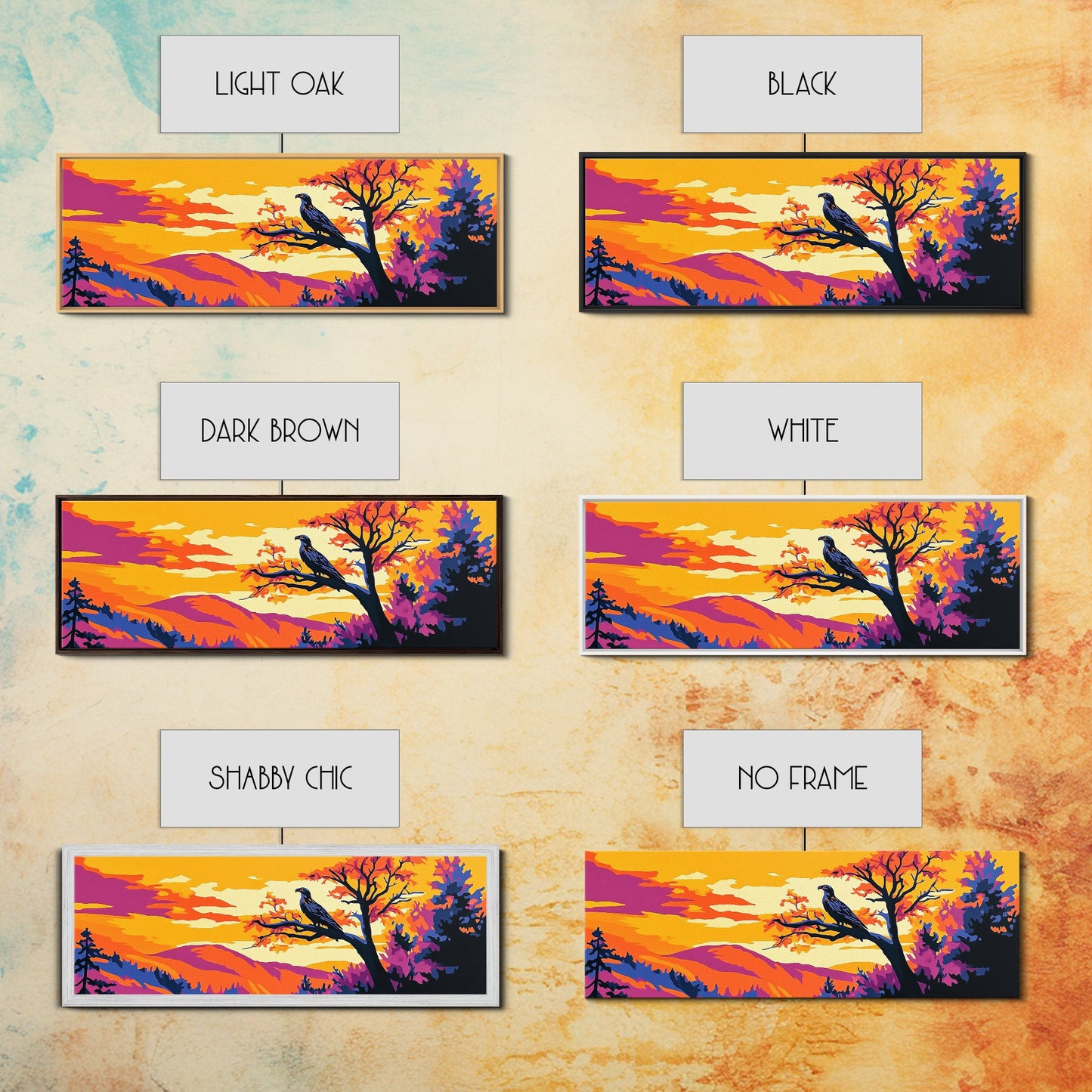 Majestic Eagle, Autumn Tree Wall Art, Wildlife Nature Print, Mountain Wall Decor, Framed Canvas Print, Living Room Art, Boho