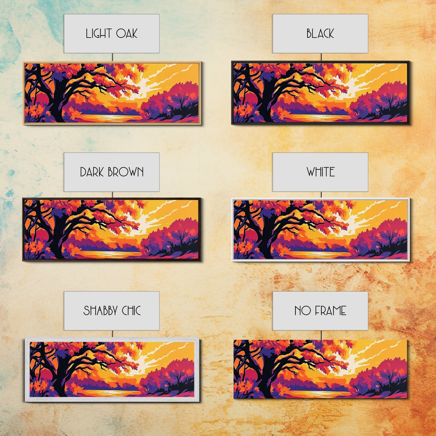 Autumn Tree, Sunset Landscape, Framed Canvas Print, Vibrant Wall Art, Fall Home Decor, Boho Art, Living Room Artwork, Nature Painting