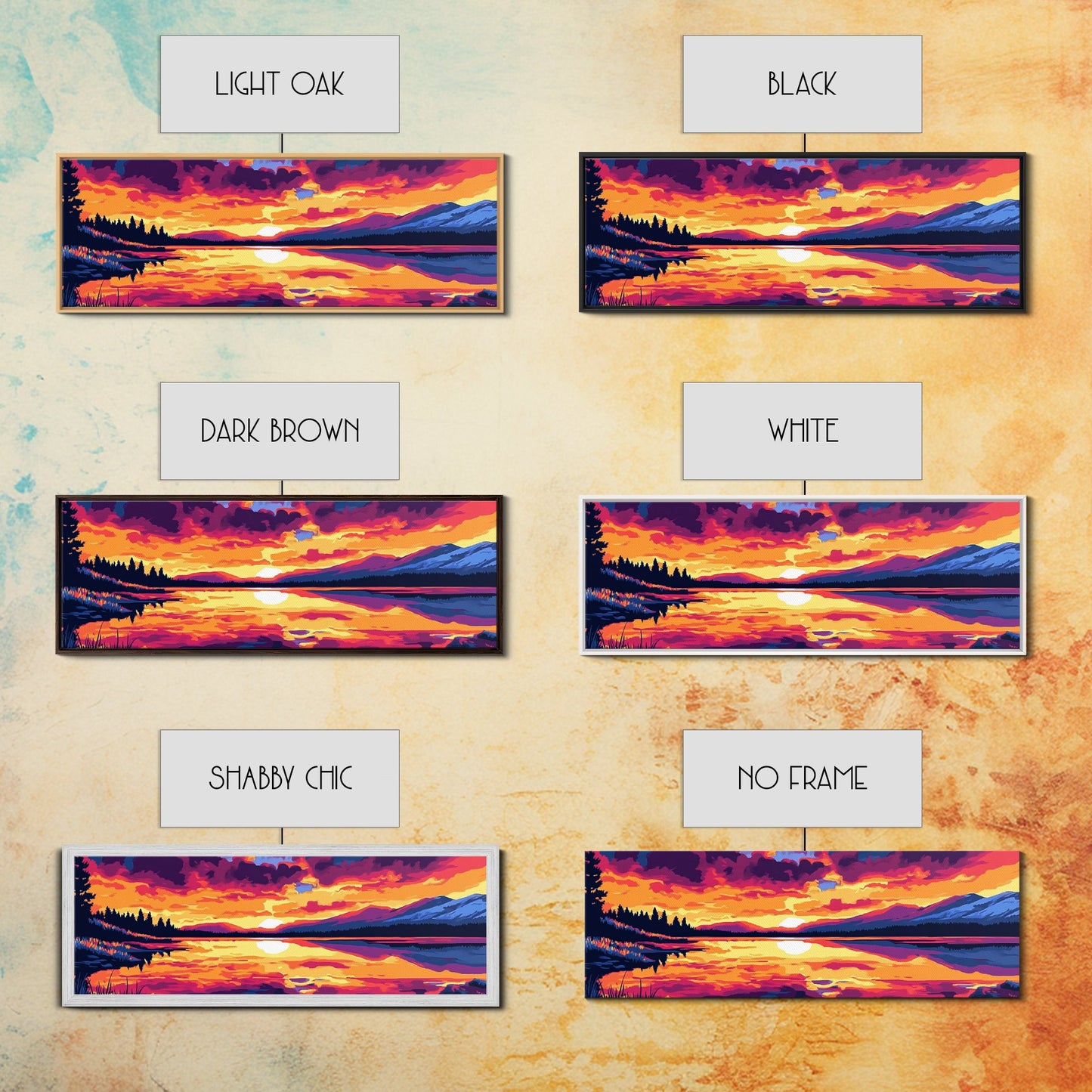 Bergspiegelung, Naturwandbild, Sonnenuntergang am See, Wildnis-Druck, Leinwanddruck, Rustikale Wohndekoration, Kunst fürs Wohnzimmer im Hüttenstil