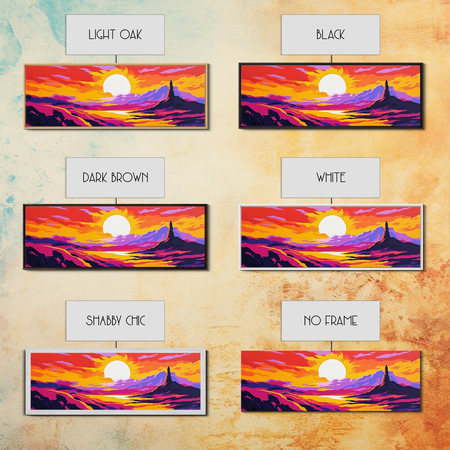 Desert Sunset Art, Western Landscape, Vibrant Canyon Painting, Bold Colorful Scenery, Rustic Wall Decor, Warm Southwest Vibes, Canvas Print