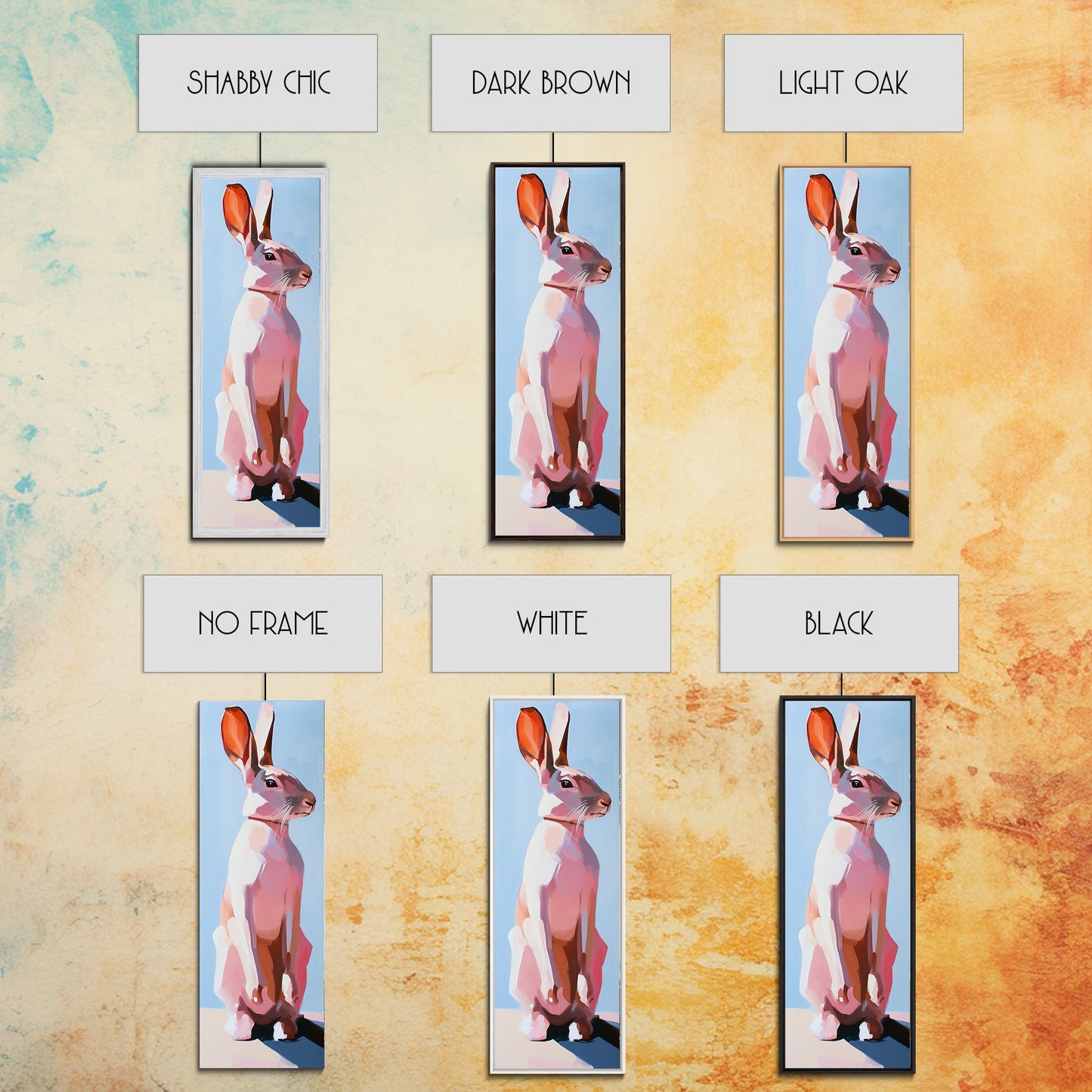 Rabbit Art, Modern Animal Decor, Pastel Bunny Painting, Minimalist Wildlife, Living Room Wall Art, Framed Canvas Print