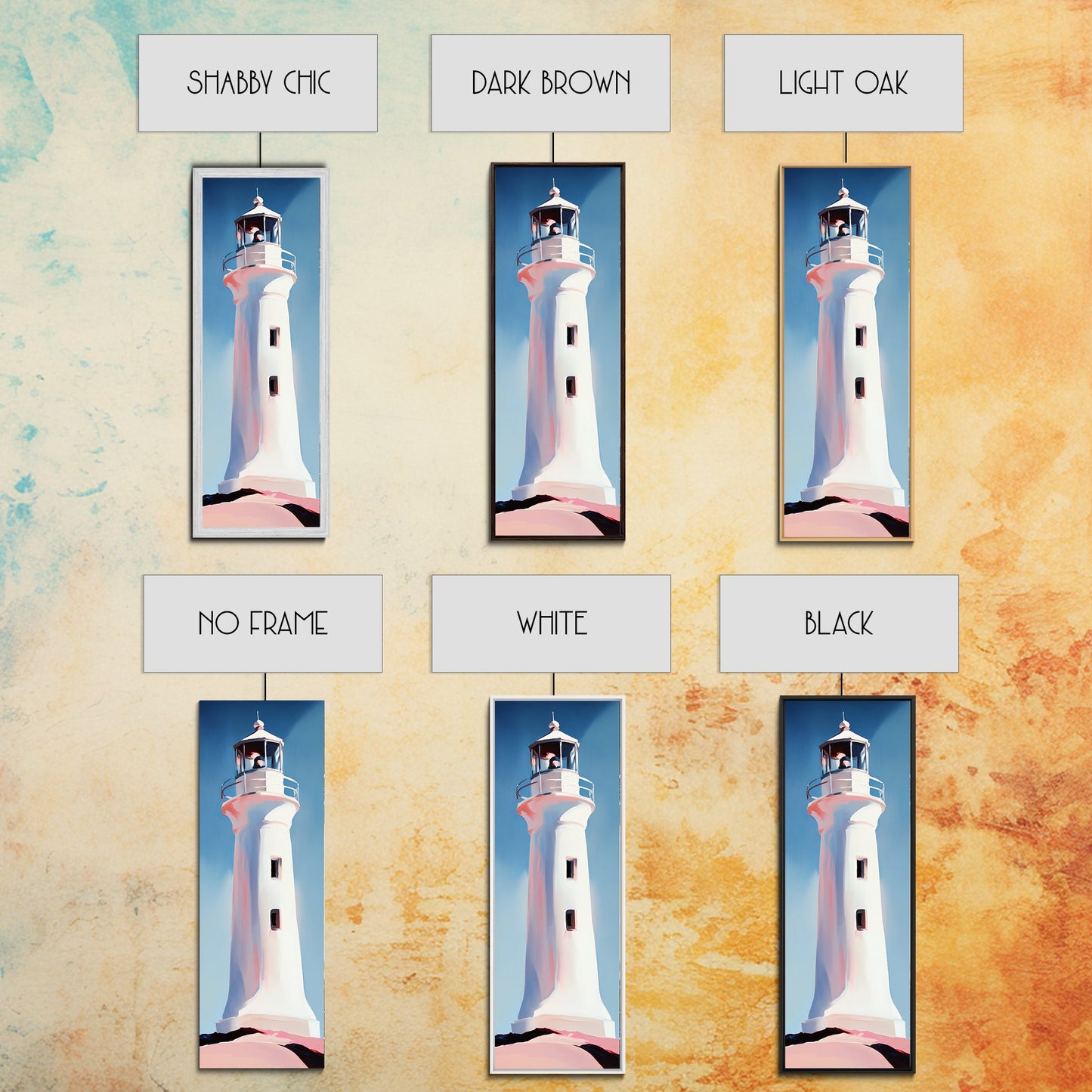 Lighthouse, Coastal Art, Nautical, Beach House Decor, Ocean Wall Art, Minimalist Seascape, Blue Wall Art, Framed Canvas Print