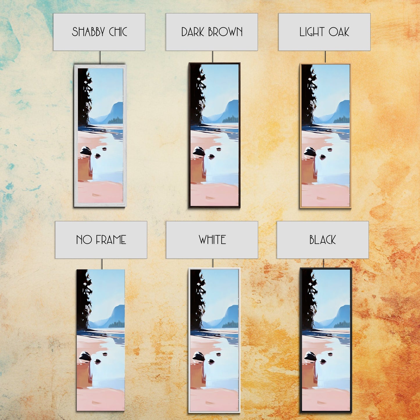 Serene Beach, Minimalist Landscape, Abstract Nature, Framed Canvas Print, Coastal Wall Art, Soft Blue and Pink, Living Room Wall Art